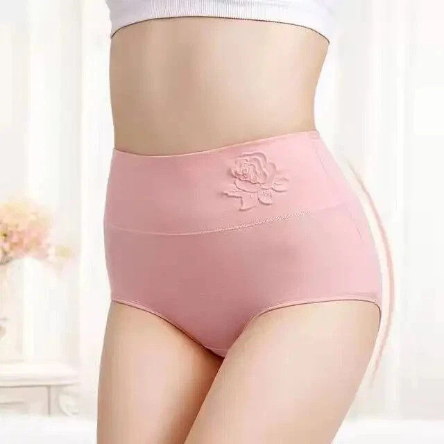 3 Pack Women High Waist Cotton Tummy Control Panties Ladies Leak Proof Underwear
