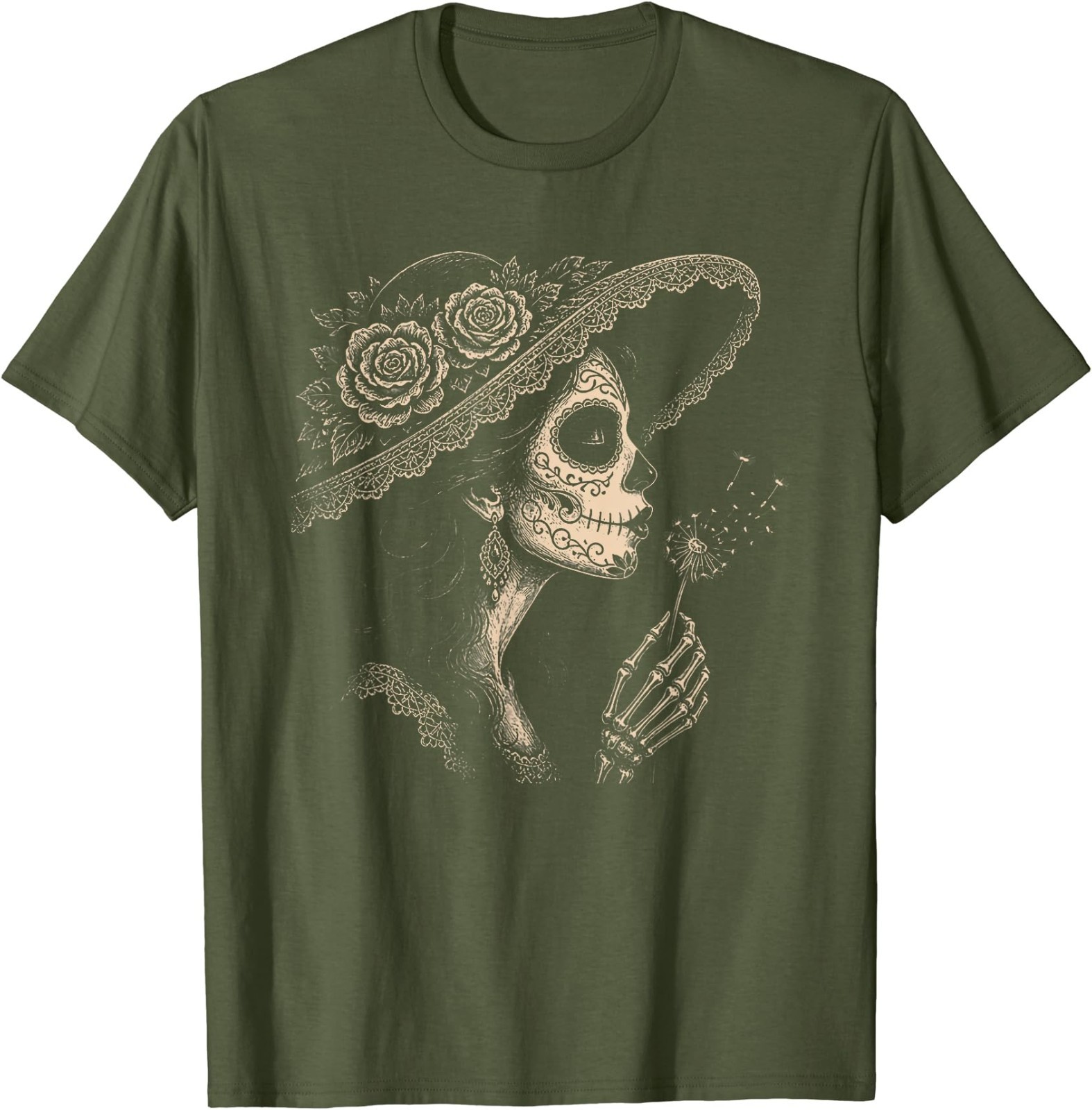 la Catrina Blowing Wishes Dandelion T-Shirt