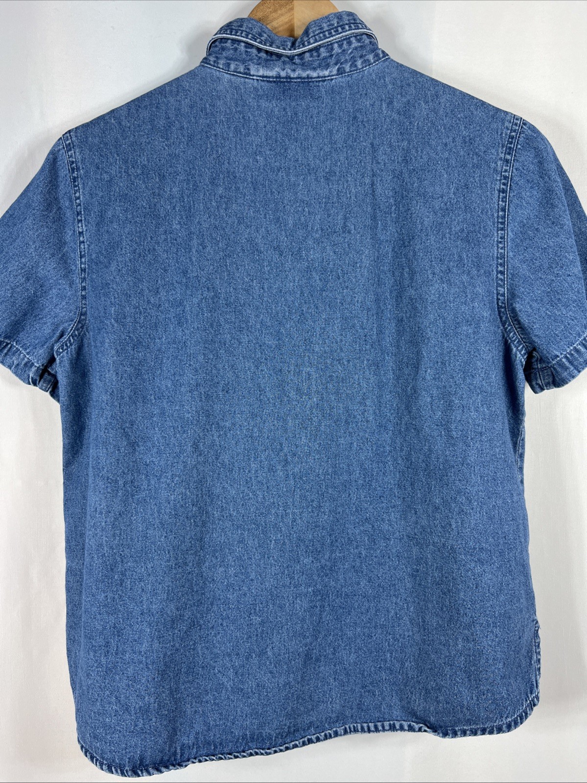 Vintage Lemon Grass Safari Denim Blouse Lion Zeba Embroidery Size Petite Medium