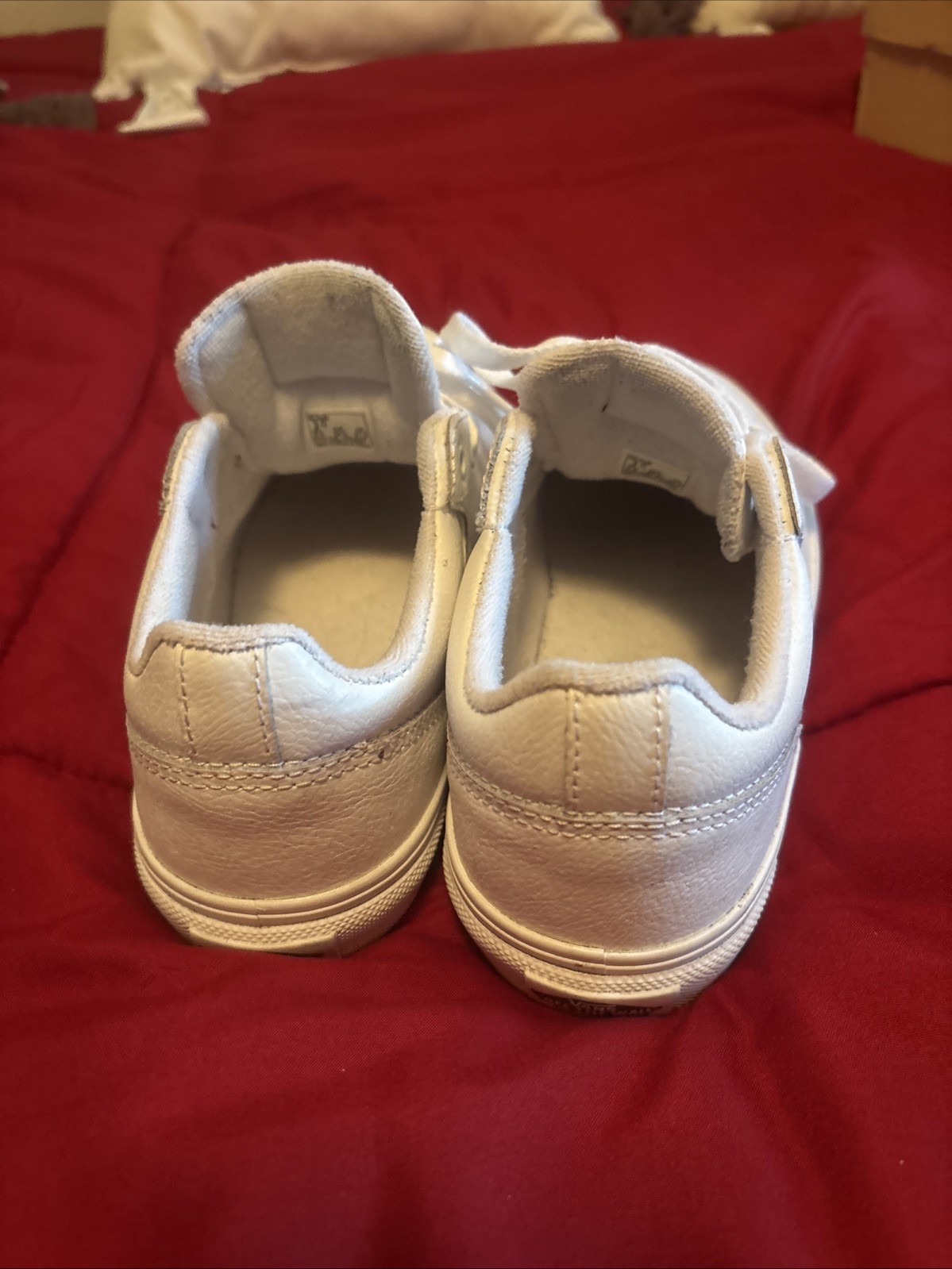 Kids Leather VANS White Size 3 Classic Lace Up Low Top