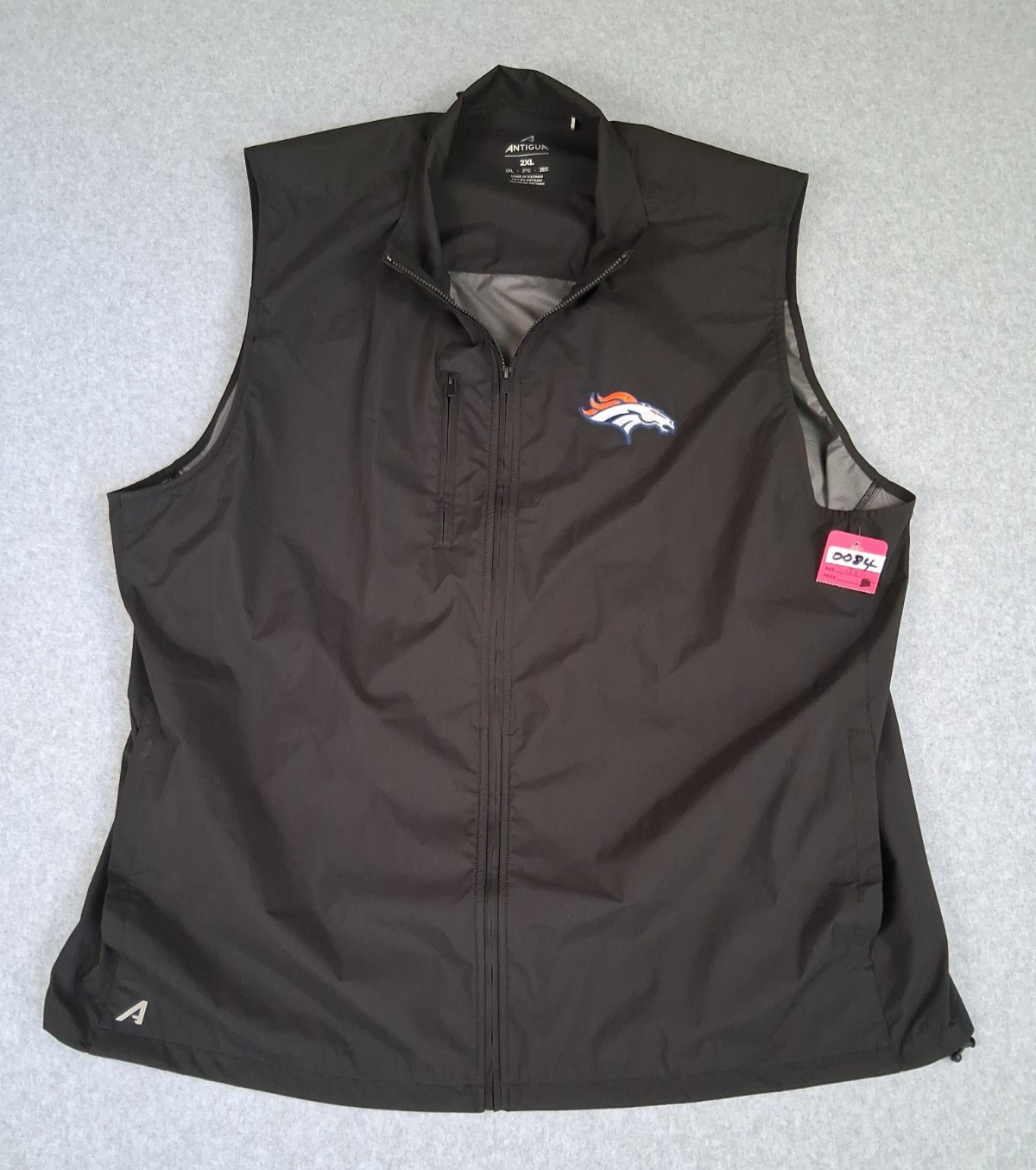 Denver Broncos Antigua WindBreaker Brisk Full-Zip Vest – Black Size 2XL