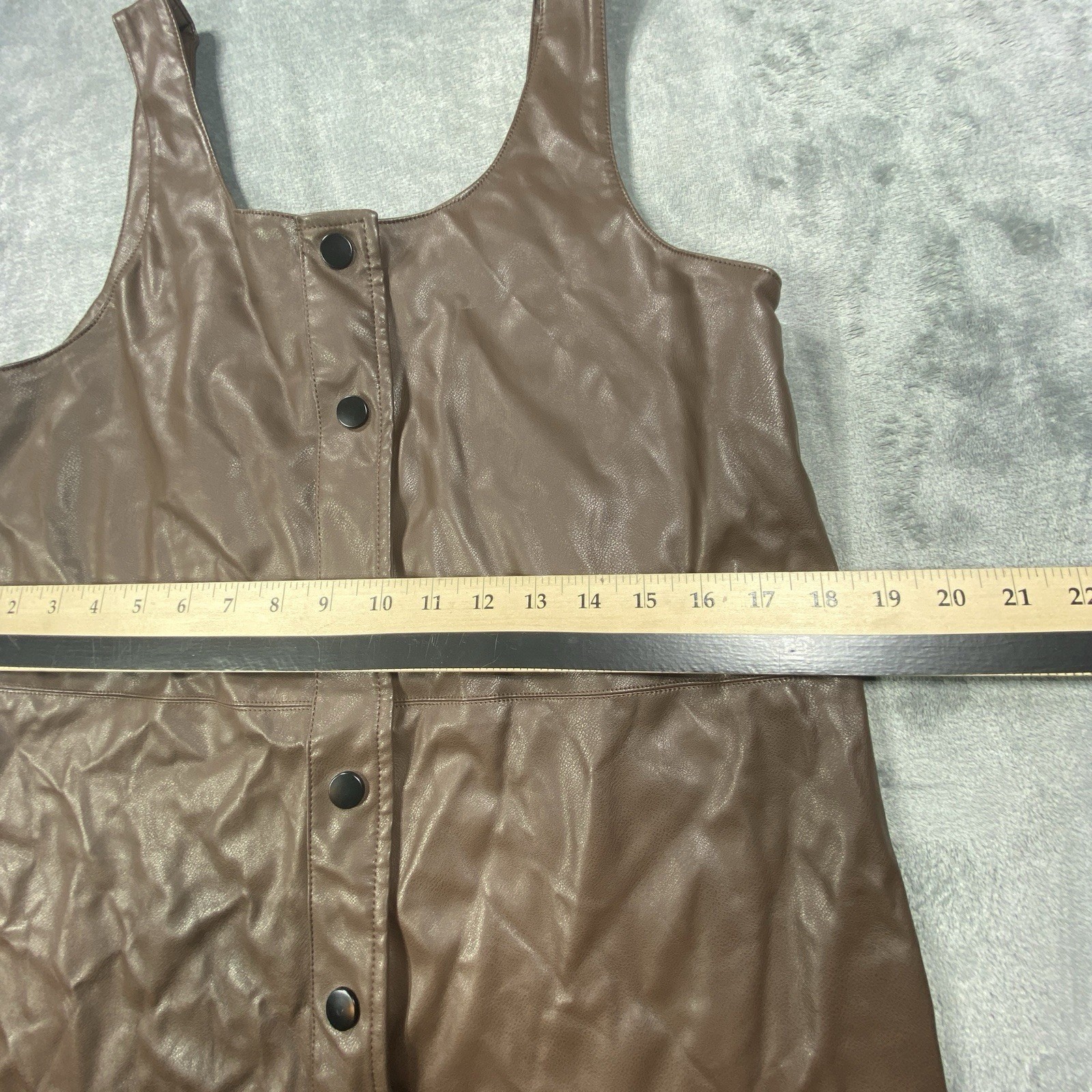 Molly Bracken Dress Brown Medium Womens Faux Leather Vegan Jumper Pinafore Boho