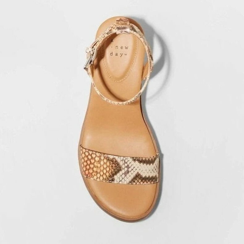 A New Day Womens Wedge Sandals Memory Foam Abigail Shoes 5 M Brown Snake NIB