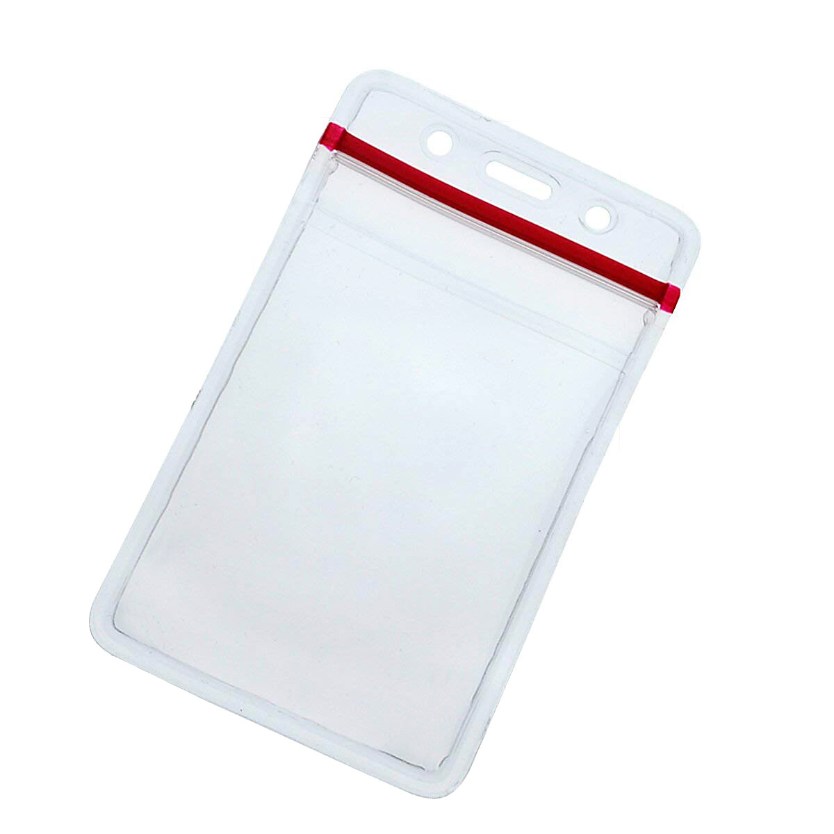 100 Pack – Heavy Duty Vertical Resealable Vinyl ID Badge Holders -Waterproof Zip