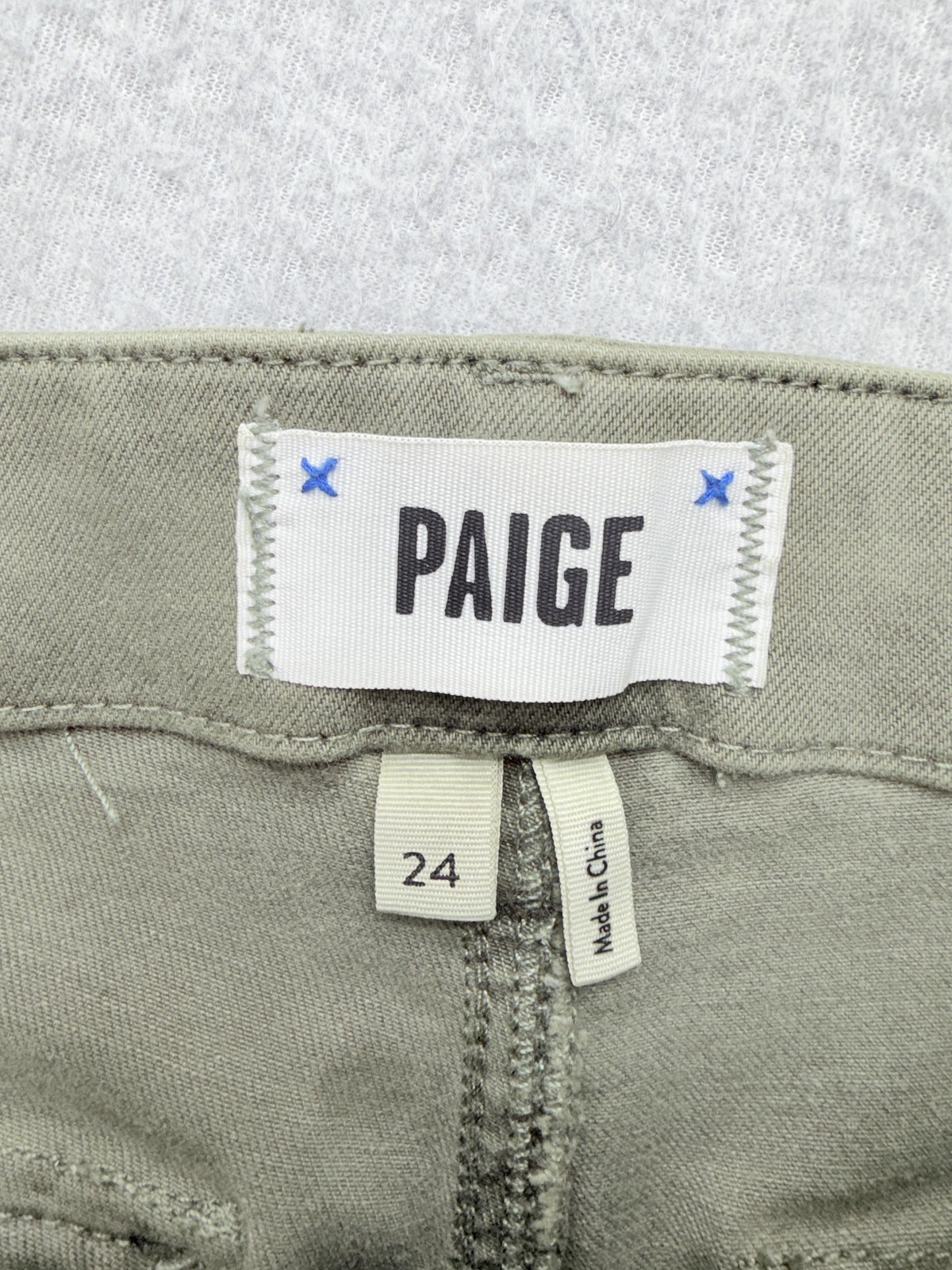 PAIGE Mayslie Jogger Pants Womens 24 Green Twill Ankle Zip Elastic Cuff
