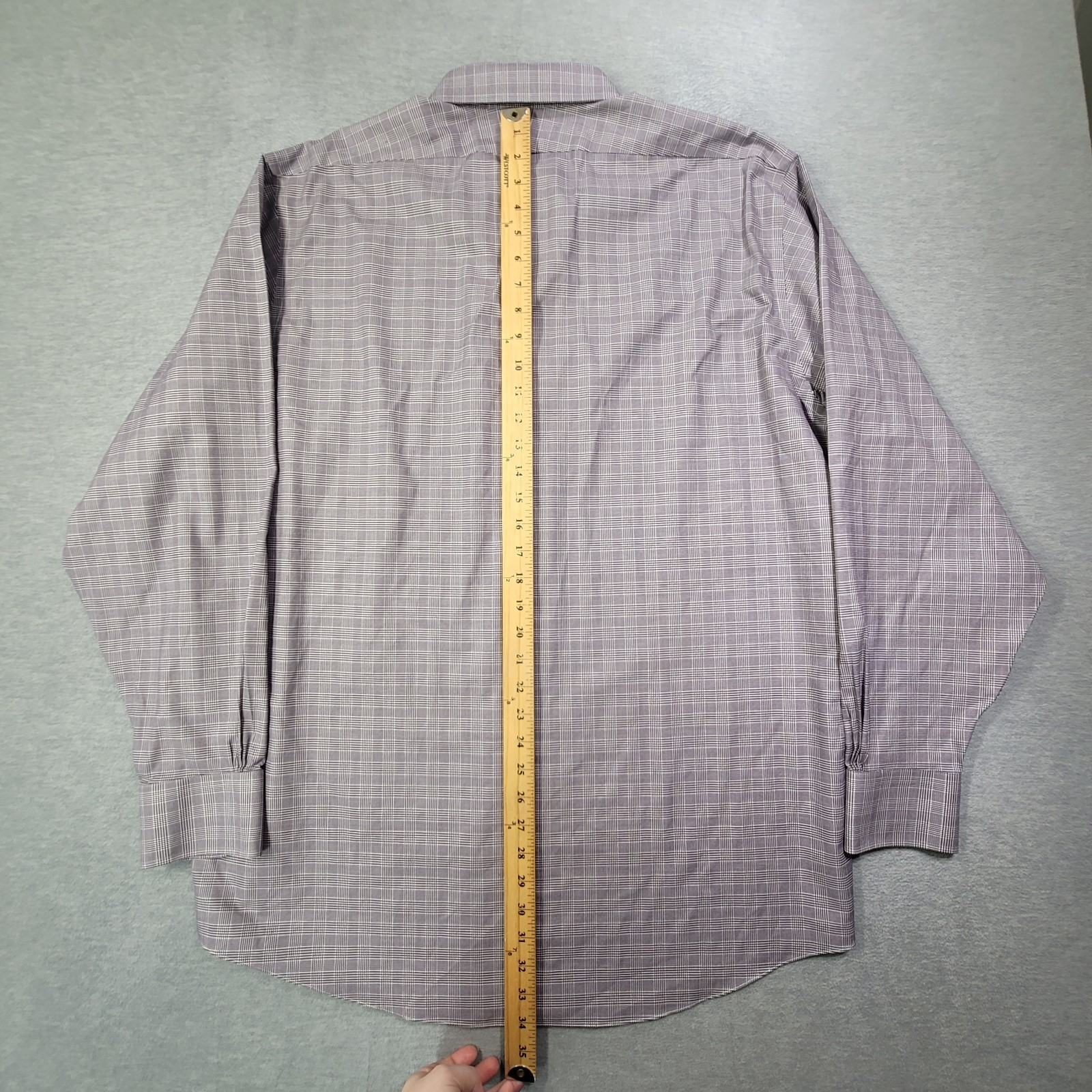 Brooks Brothers Shirt Mens 17.5 37 Purple Glenncheck Madison Fit Stretch Supima