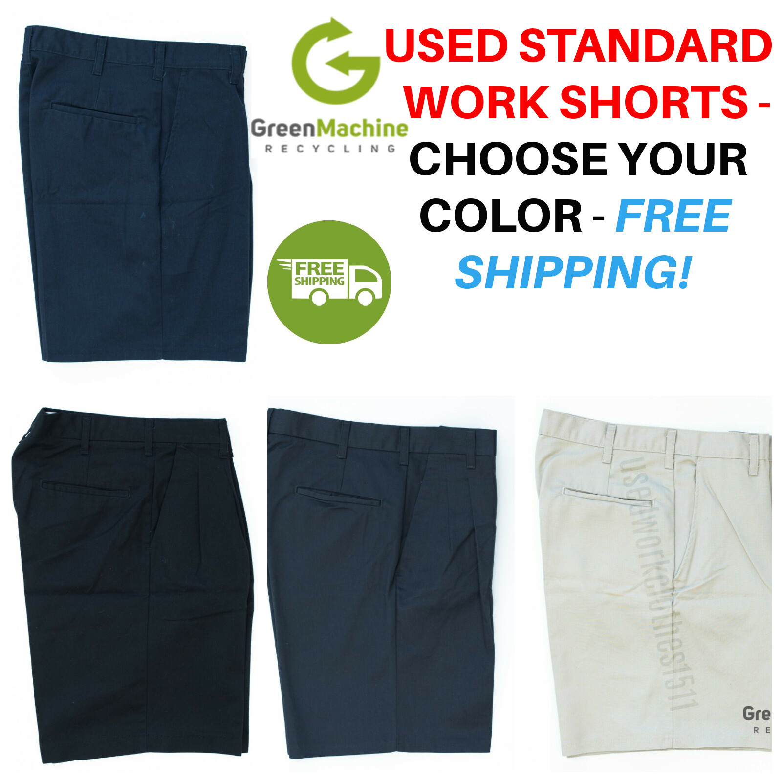 Used Uniform Work Shorts Cintas, Redkap, Unifirst, G&K, Dickies etc free ship