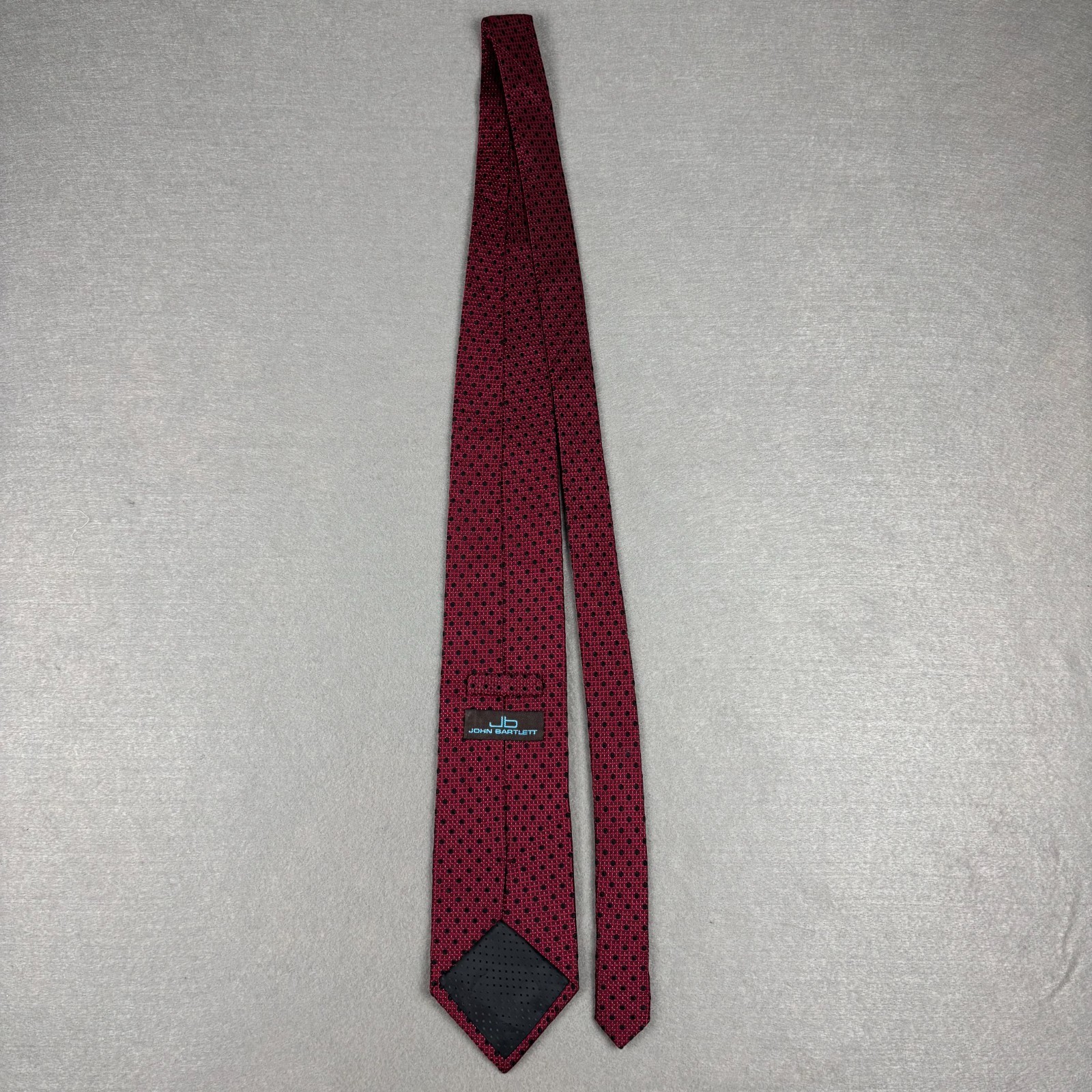 John Bartlett Burgundy Black Polka Dot Silk Tie Classic Designer 3.25″