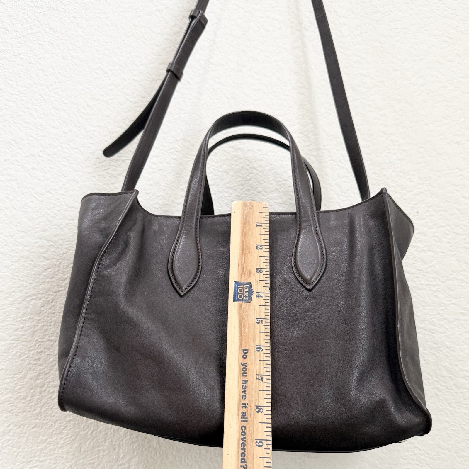MASSIMO DUTTI Nappa Leather Brown Medium MD Icon Tote Bag EUC
