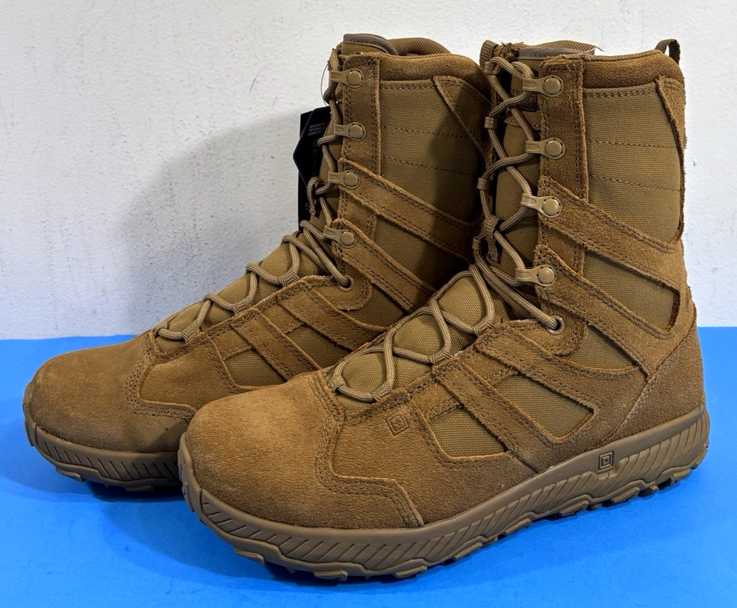 NEW 10 REG MENS 5.11 TACTICAL TACLITE 2.0 8″ AR 670-1 BOOTS 12496 DARK COYOTE
