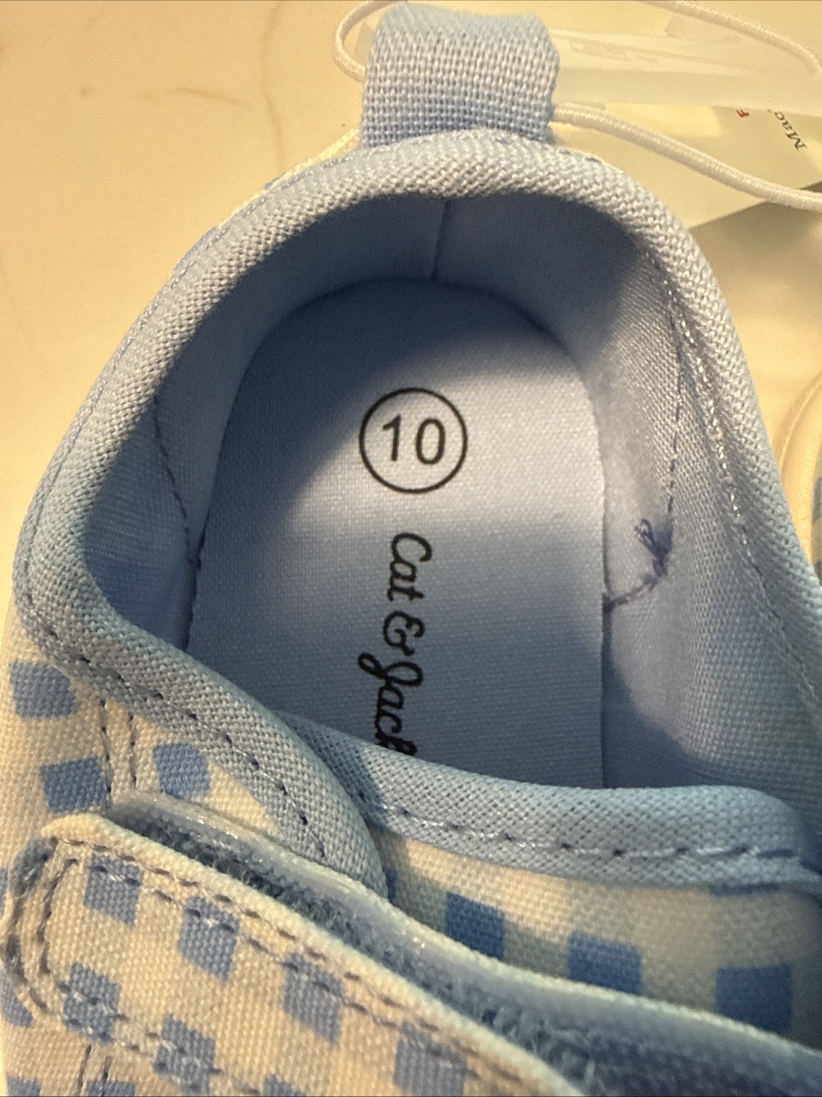 Cat & Jack Shoes Kids Size 10 Blue Gingham Parker Sneaker Hook & Loop Casual