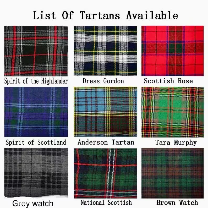 Scottish Tartan Fabric for kilt and other accessories are available in 40 clans.