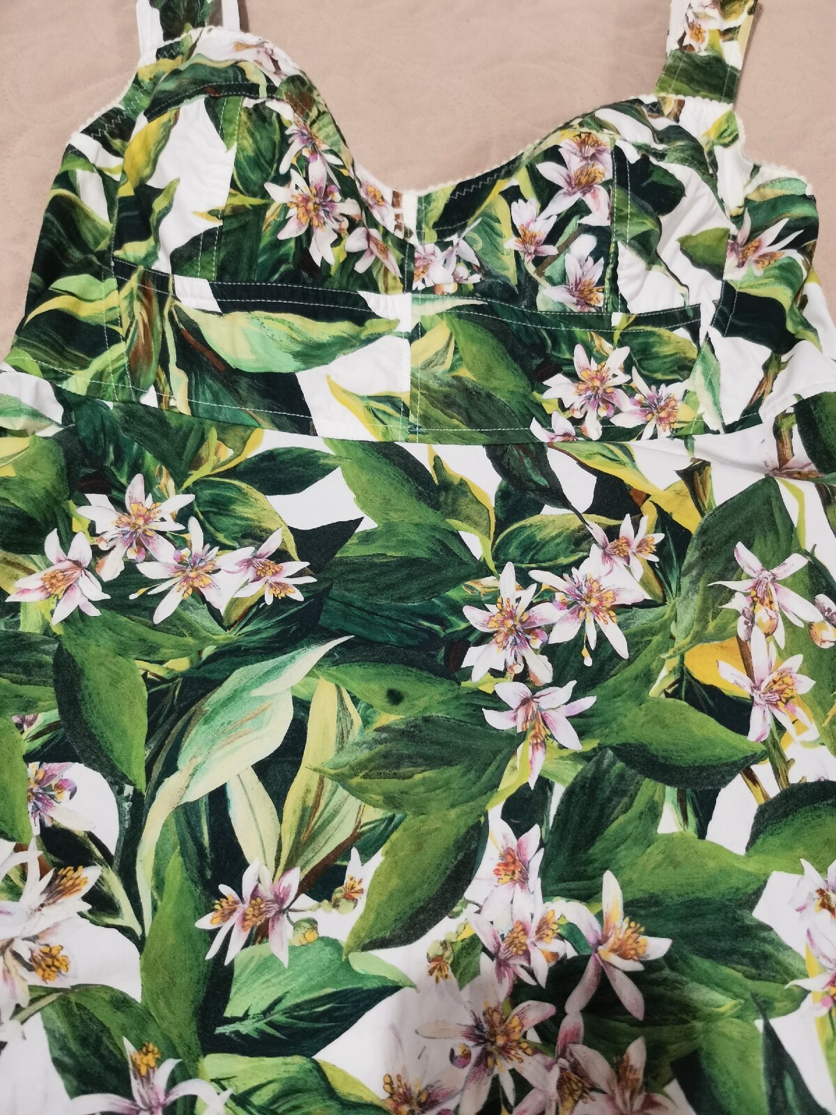 🆓US🛃 Dolce&Gabbana orange blossom floral printed bustier cotton Dress IT 42