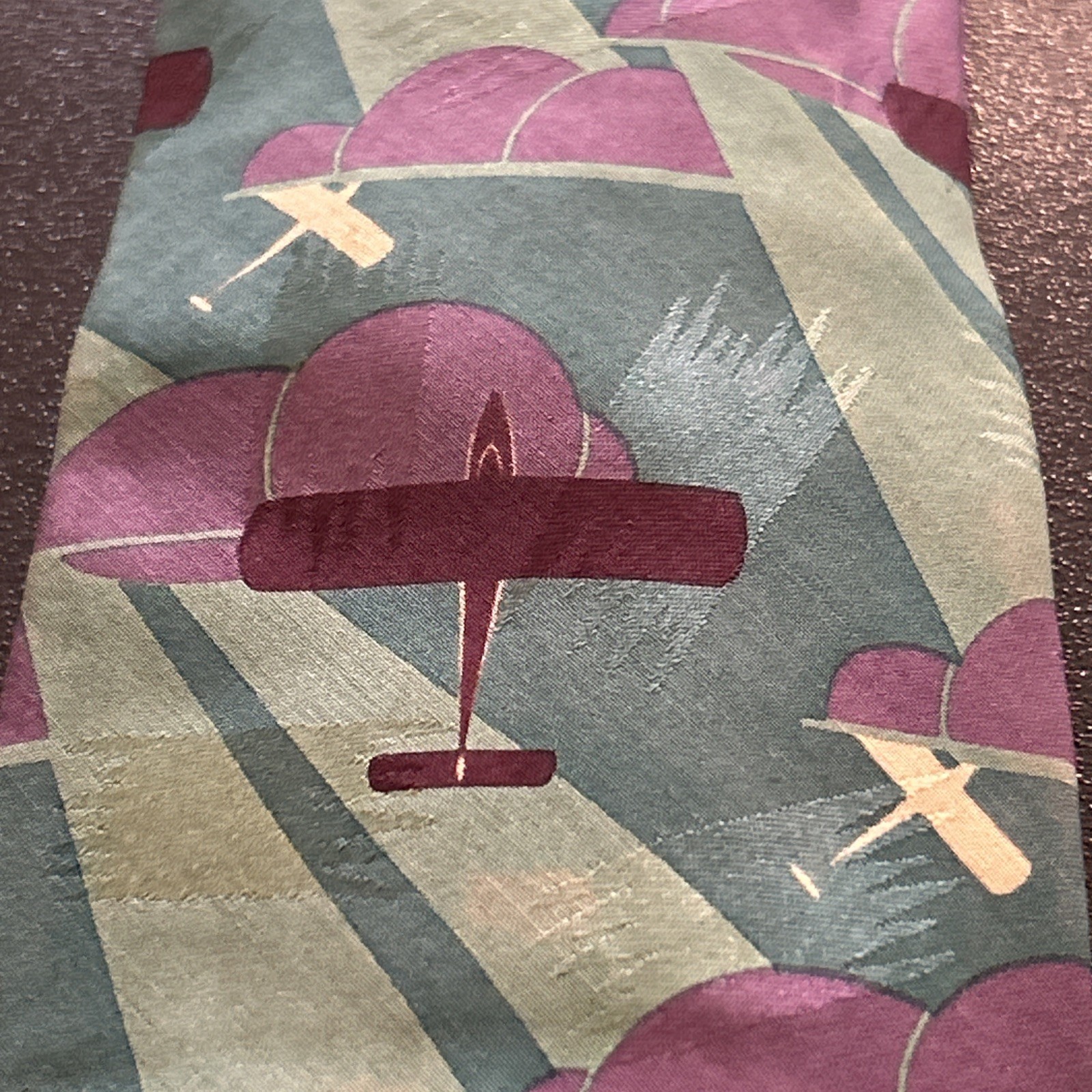 Vintage EUC Polo Ralph Lauren Airplane Theme Jacquard Silk Tie USA 55 X 3.5