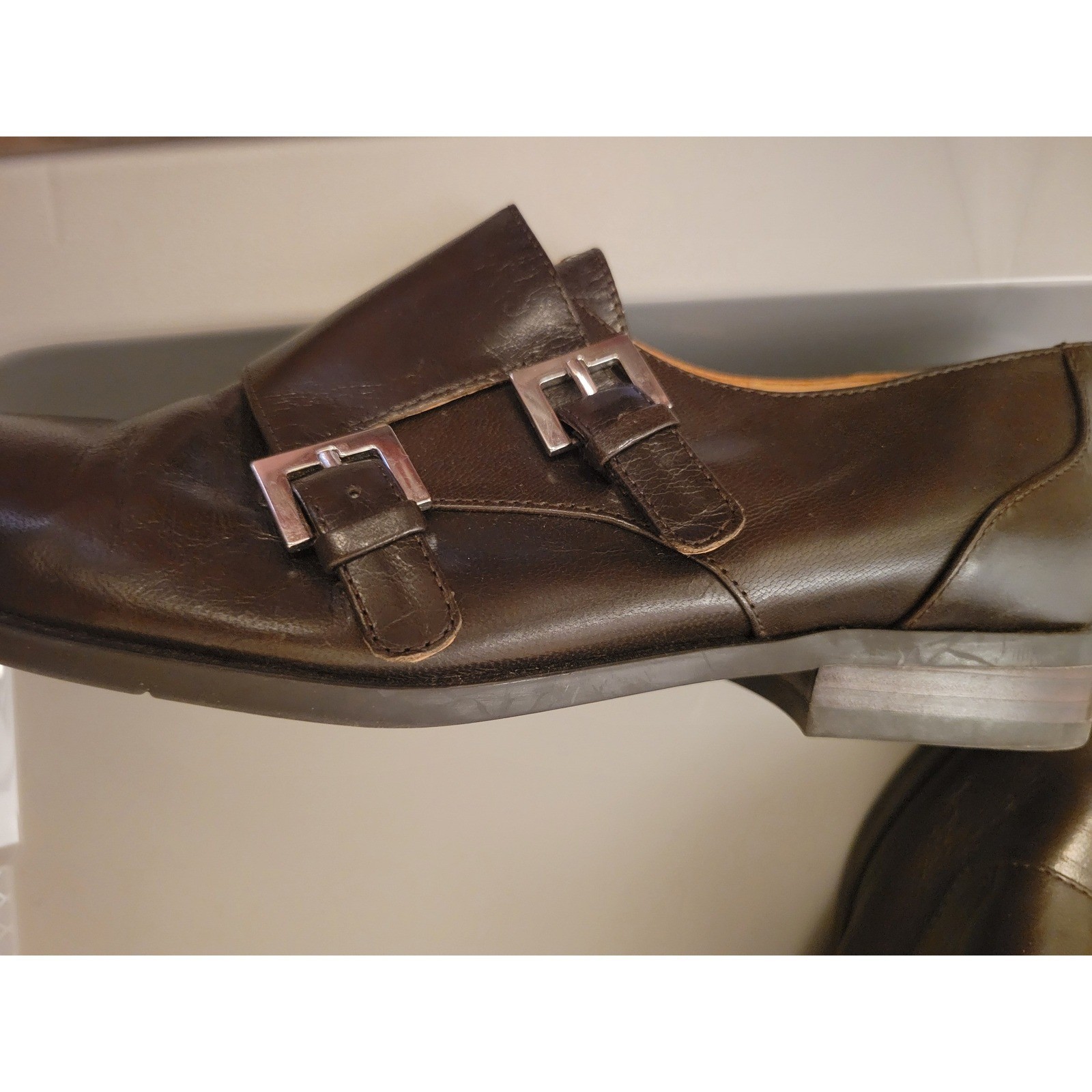 Nine West Toastie Dark Brown Leather Double Monk Strap Loafers TOASTIE 6.5M