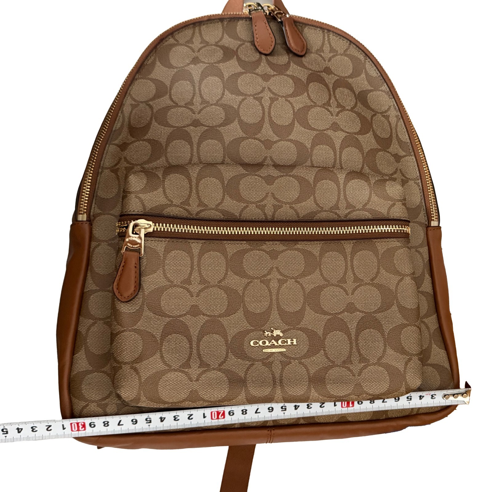Coach Charlie Backpack Brown Signature Canvas Leather F58314 Travel Bag