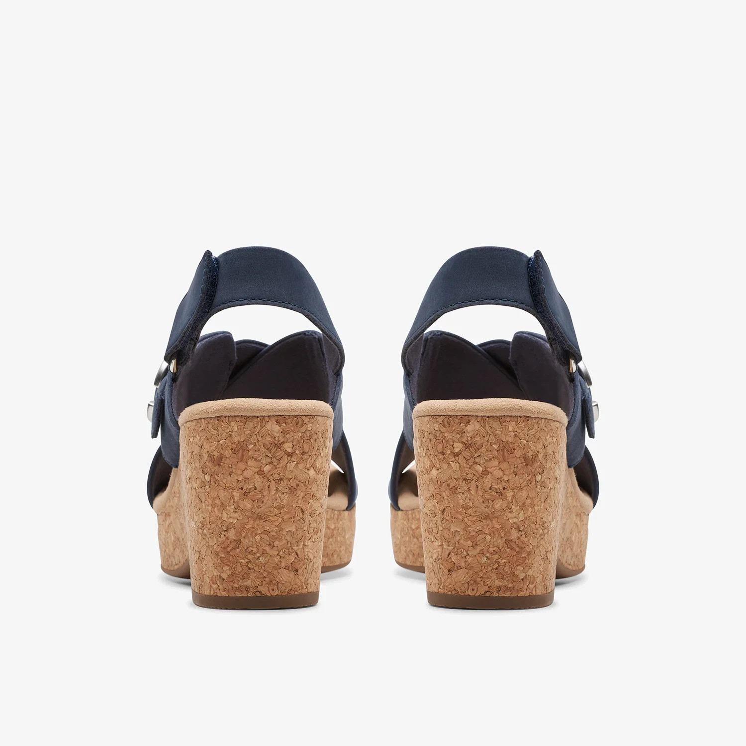 Clarks Giselle Dove Wedge Sandal Slingback Straps Navy Nubuck Women’s 7 Medium