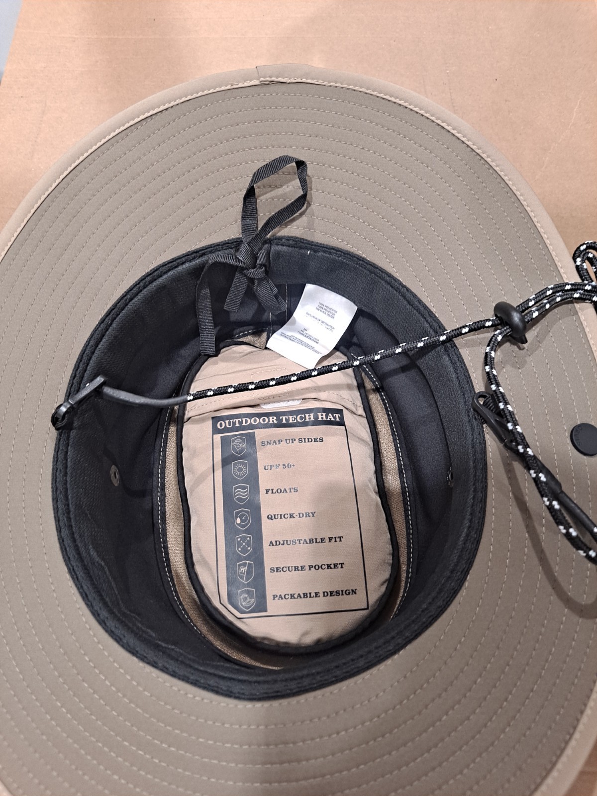 Orvis Outdoor Tech Hat UPF 50 Packable Snap-up Brim Mesh Ventilation TAN, NWT