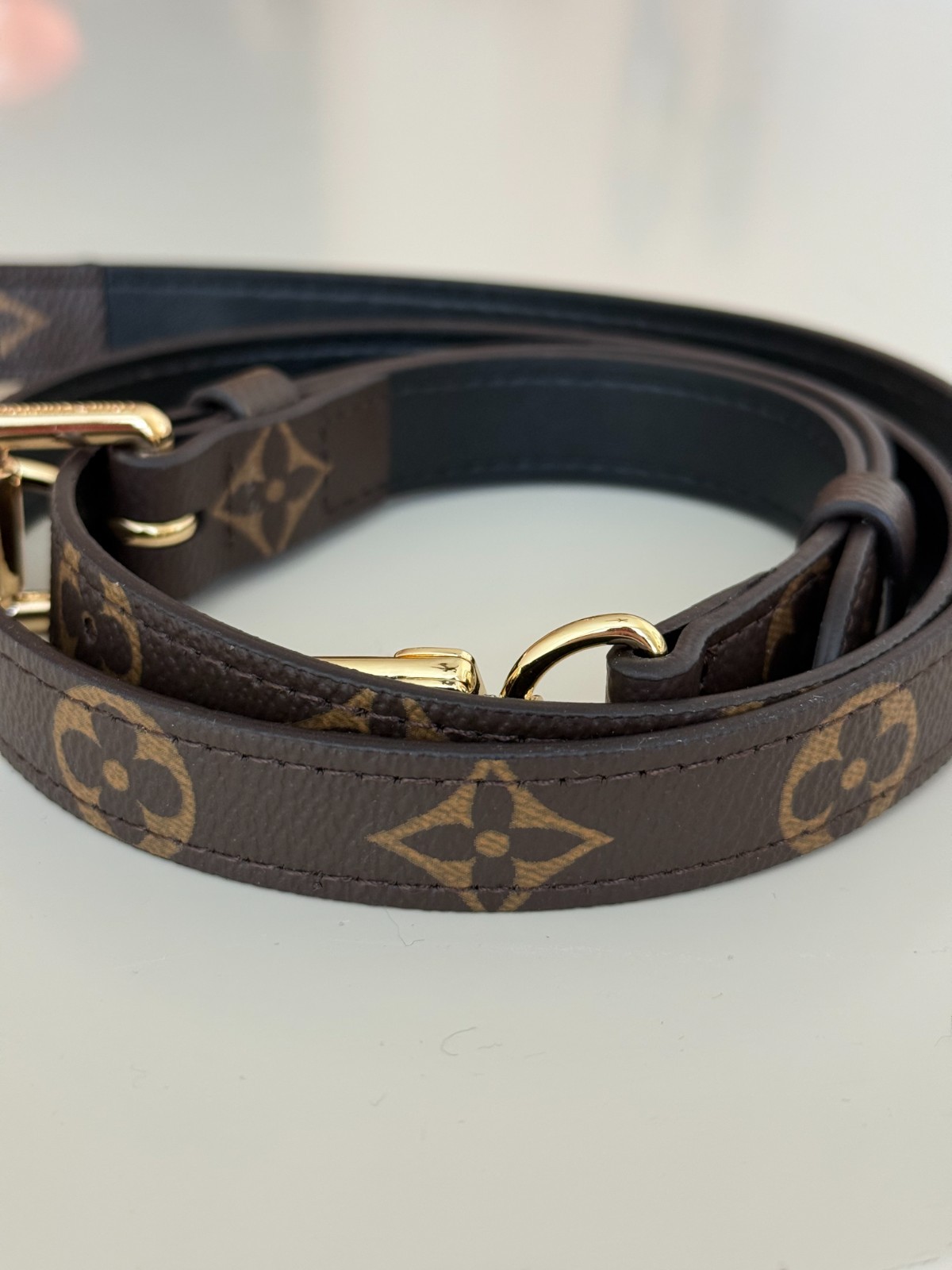 Monogram Adjustable Shoulder Strap Brown Gold Hardware 80–100cm