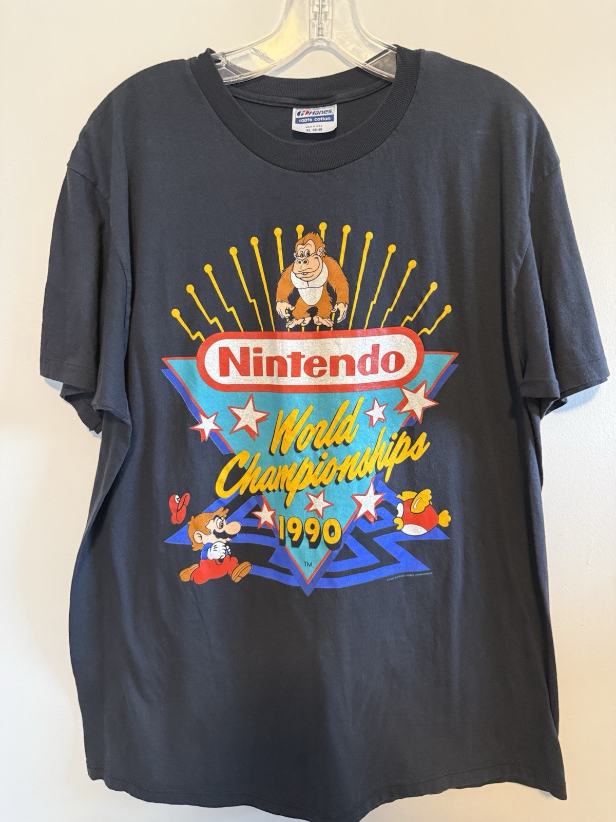 RARE 1990s Nintendo NES Vintage World Championship T-Shirt Donkey Kong Mario XL