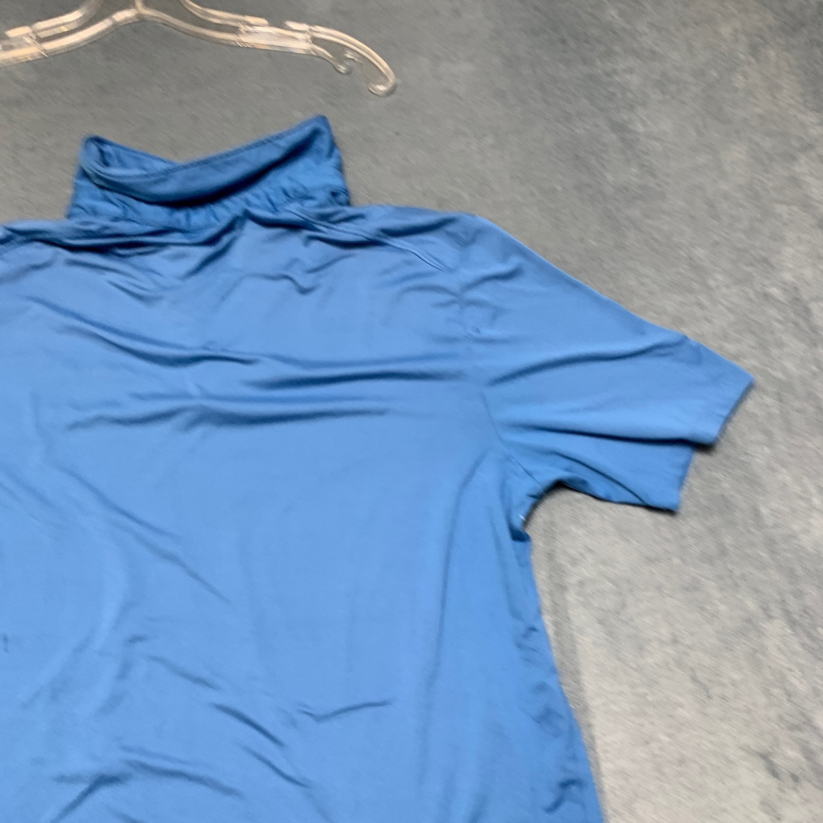 Gerry Performance Polo Shirt Men Medium Blue Brushed Knit Golf Tennis Pullover