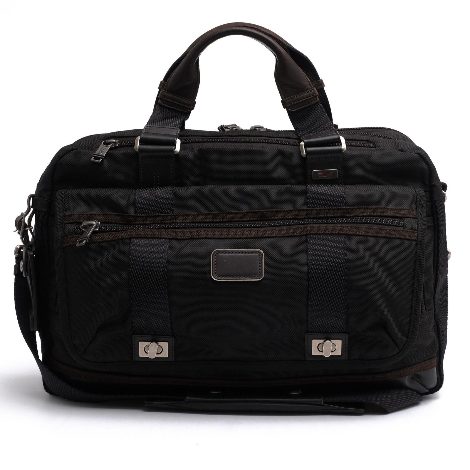 TUMI Alpha Bravo Pinckney Flap Briefcase Black Nylon Leather 2Way Laptop Auth