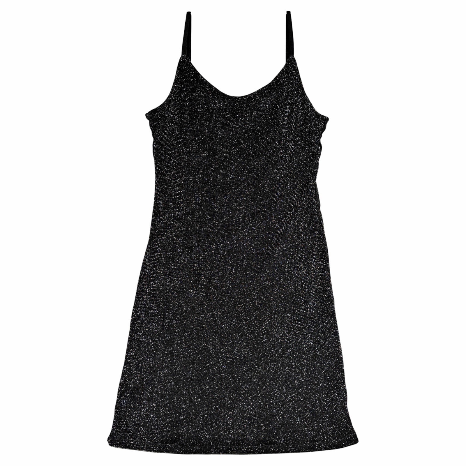 Klassy Network Slip Dress Sz Medium Black Sparkle Fairy Goth Bodycon Mini Party