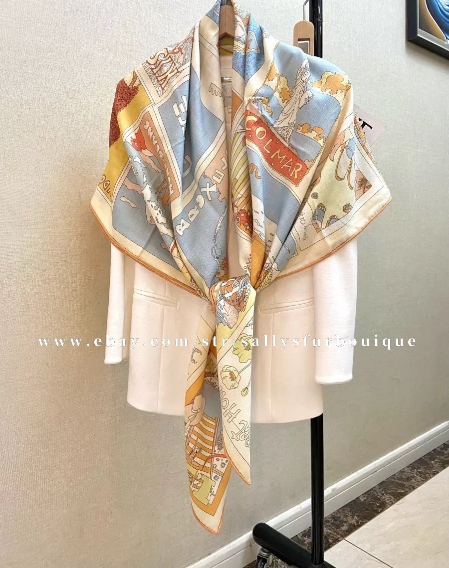 2026 Sallys 70% Cashmere 30% Silk Wrap Scarf Travel Print Double Face Shawl 53″