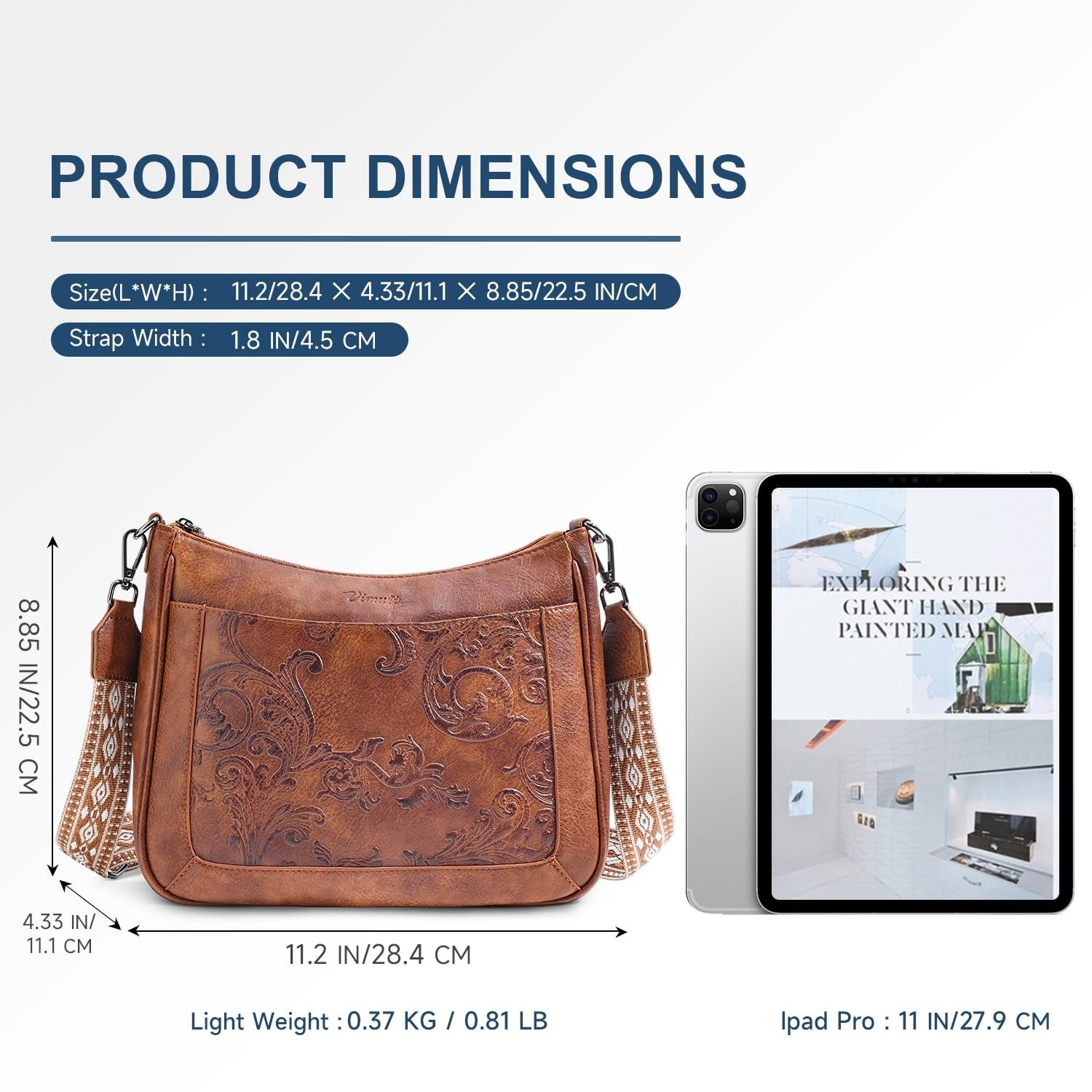 VIMUTI Vegan Leather Crossbody Bag with Adjustable Strap – Floral Design