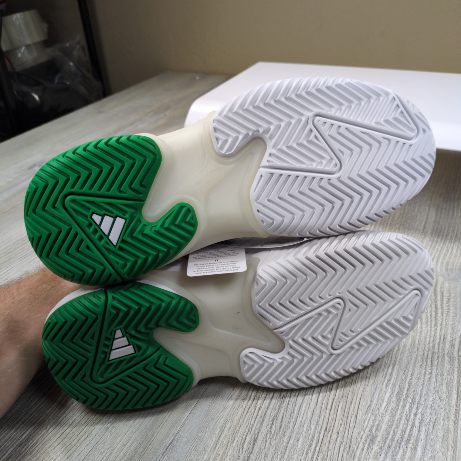 Adidas Barricade 13 Leather White/Green Mens Size 8 New JP7237