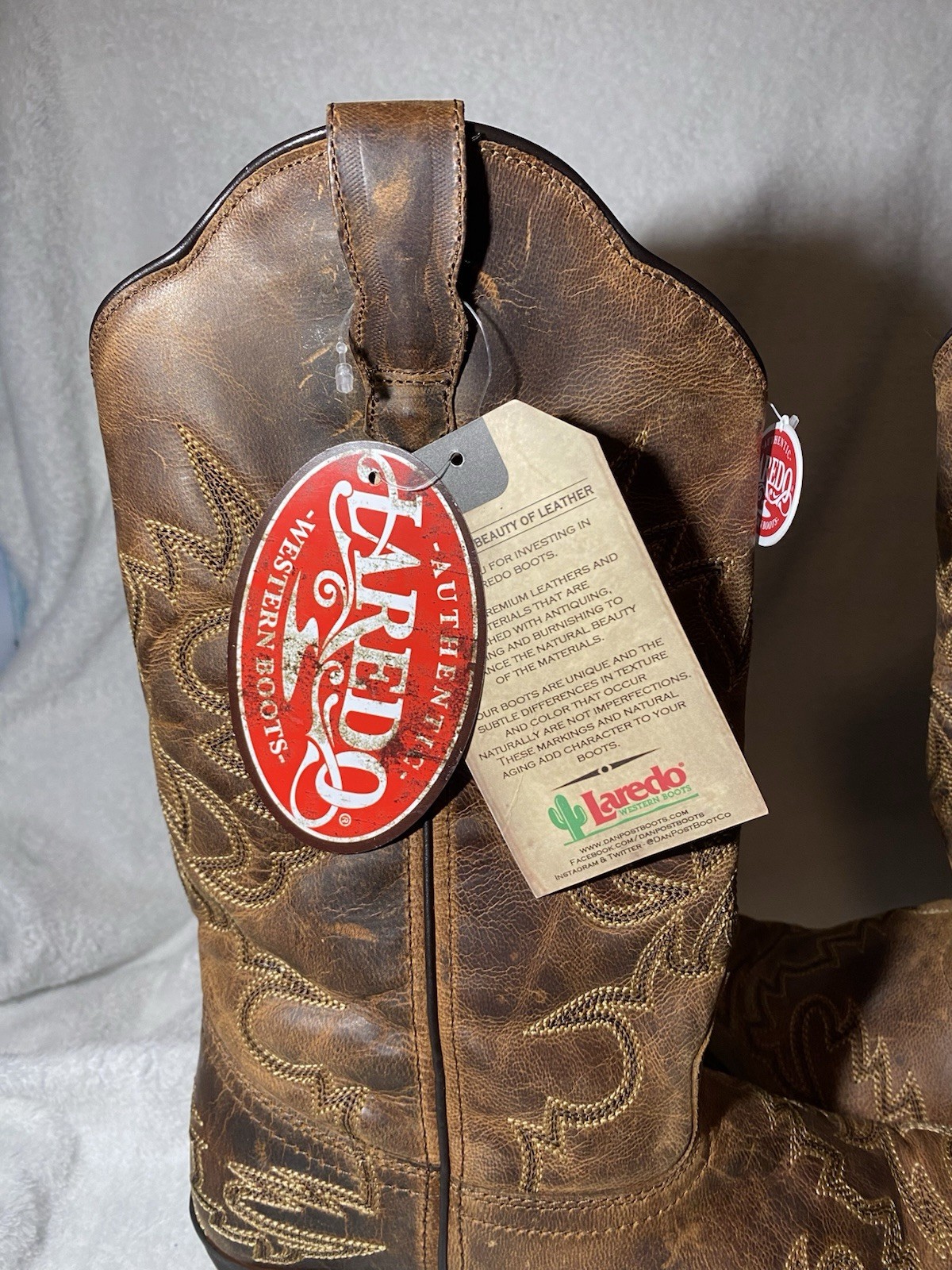Laredo Authentic Western Leather Boots NEW Women’s 7.5 Snip Toe