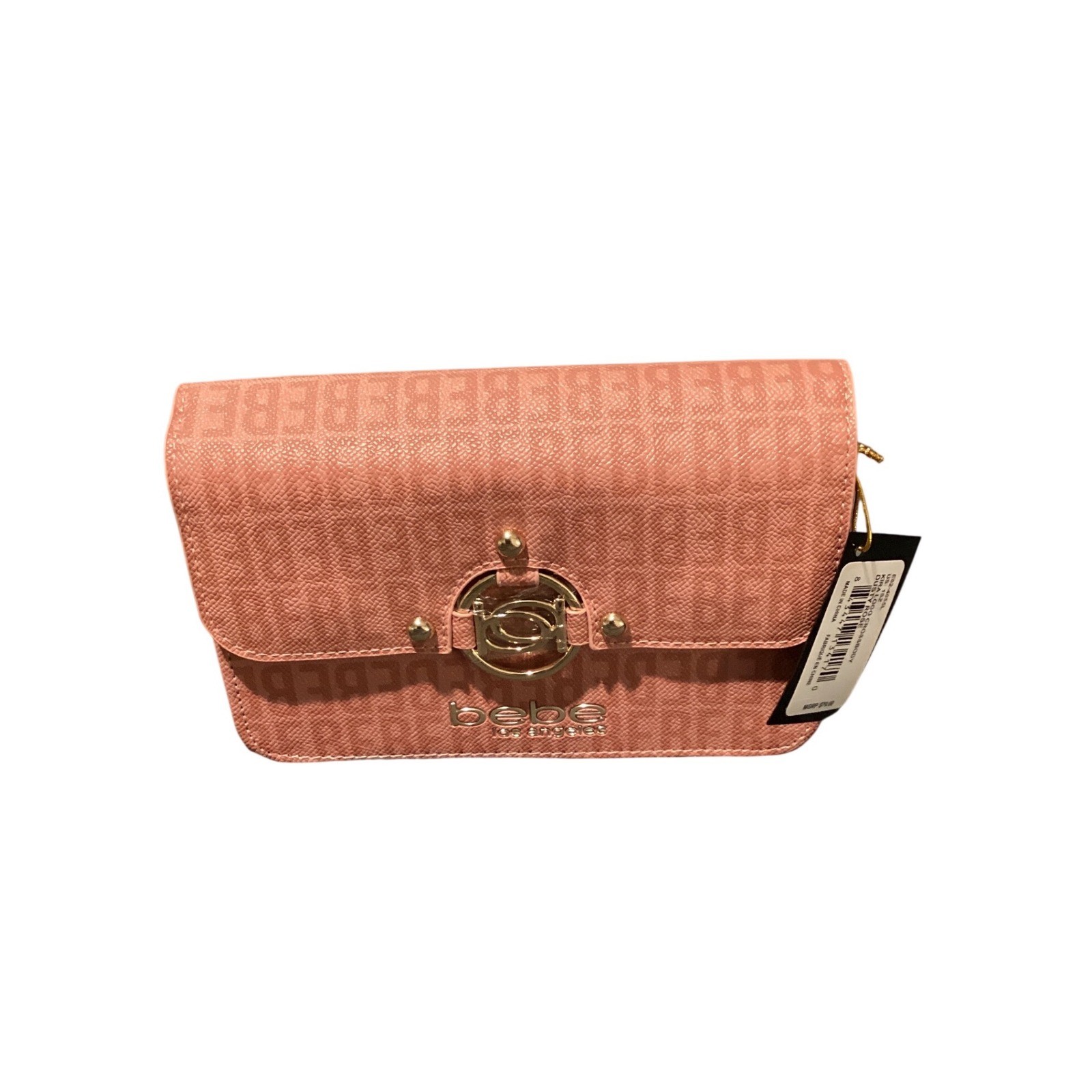 Bebe Kira Logo Crossbody Bag Dusty Rose Pink Gold Chain Strap BE-4434L NEW