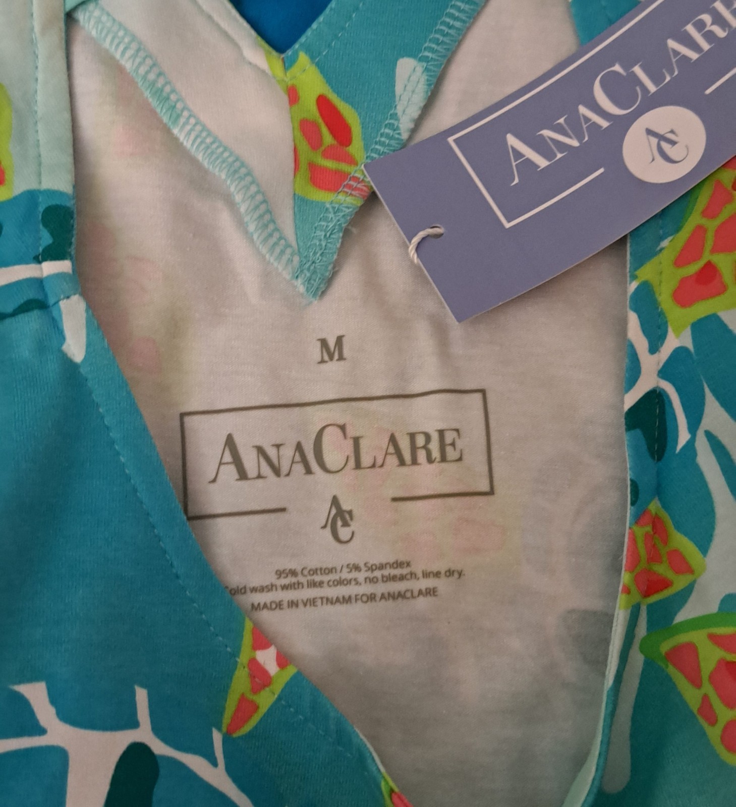 Ana Clare Summer Turtle Print Sleeveless Shift Dress Size M NWT