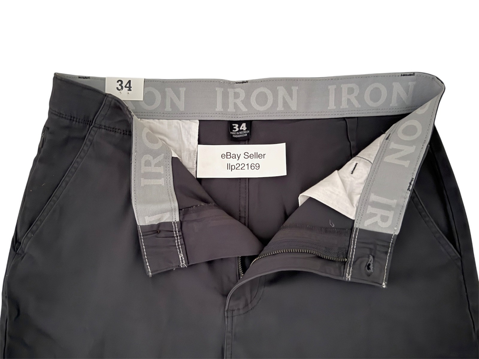 IRON CO Men’s Stretch Shorts (SIZE 34) Flex Waist Flat Front BLUE GREY New Tag!