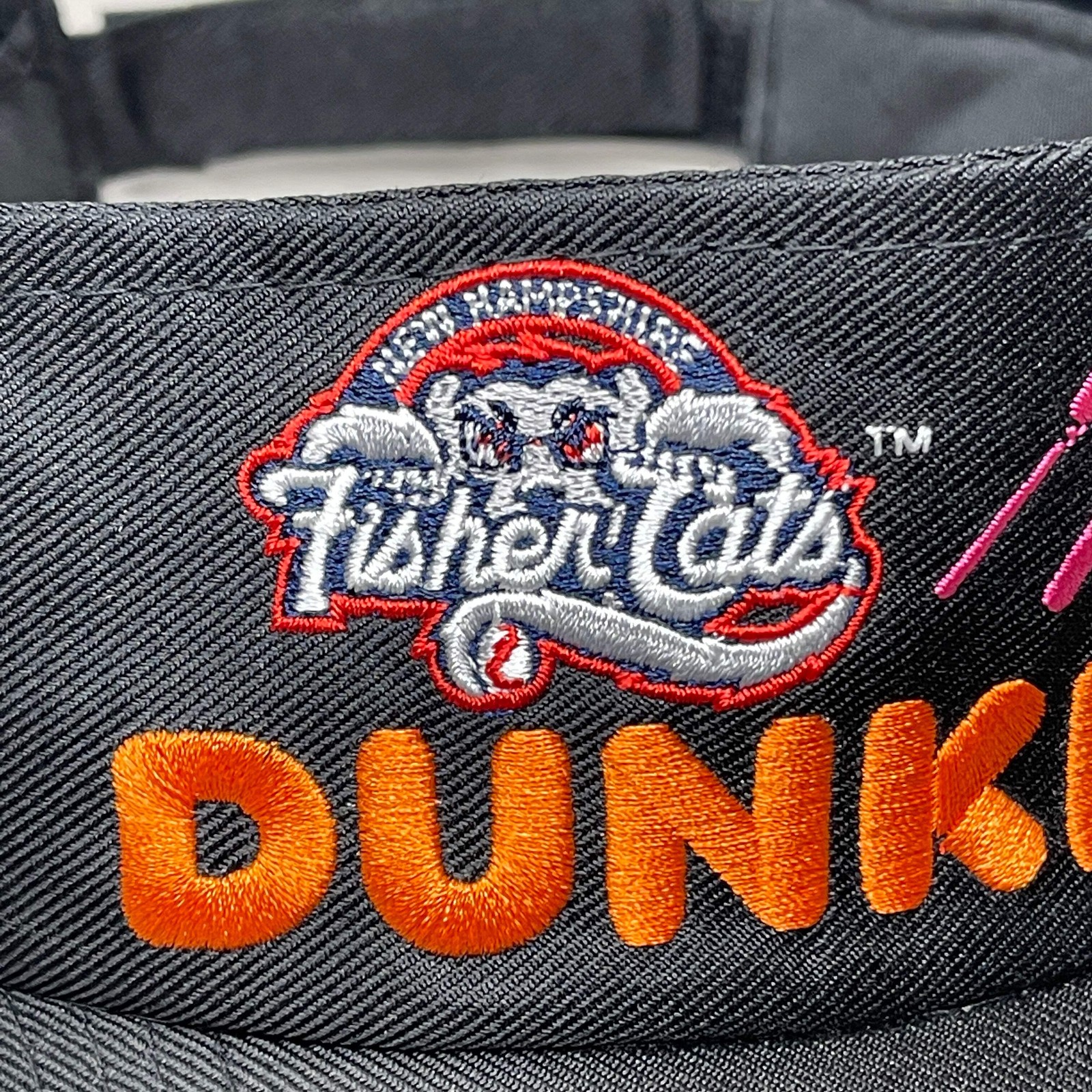 DUNKIN’ DONUTS Visor Cap w/ New Hampshire FISHER CATS Logo Black (New)