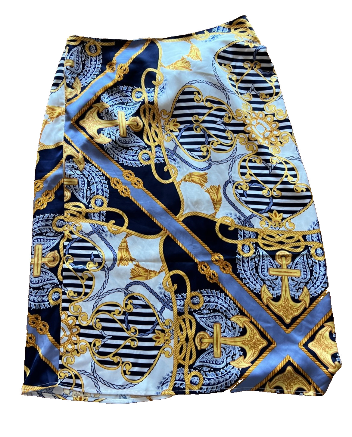 Cache Womens Skirt Nautical Anchor Chain Faux Wrap Yacht Rock Cruise Size L