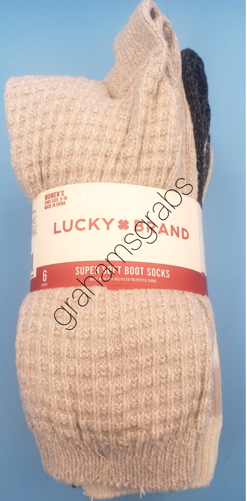 SUPER SOFT WOMENS BOOT CREW SOCKS LUCKY BRAND COZY 6-PACK YOUR CHOICE! SZ 5-10