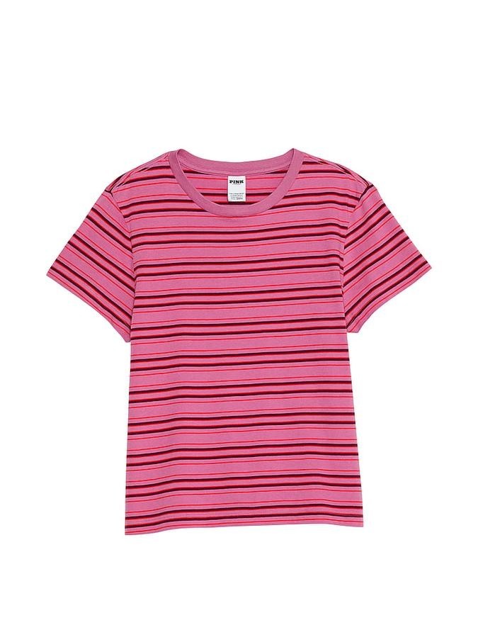 NWT Victoria’s Secret PINK Dreamer Cotton Tee Strips Pink Size M