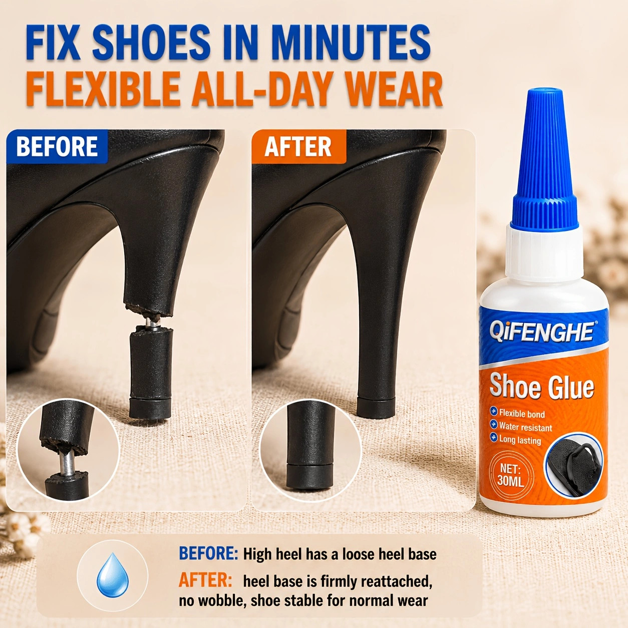 Shoe Glue 30ml Flexible Waterproof Strong Adhesive for Sneakers Sandals Boots
