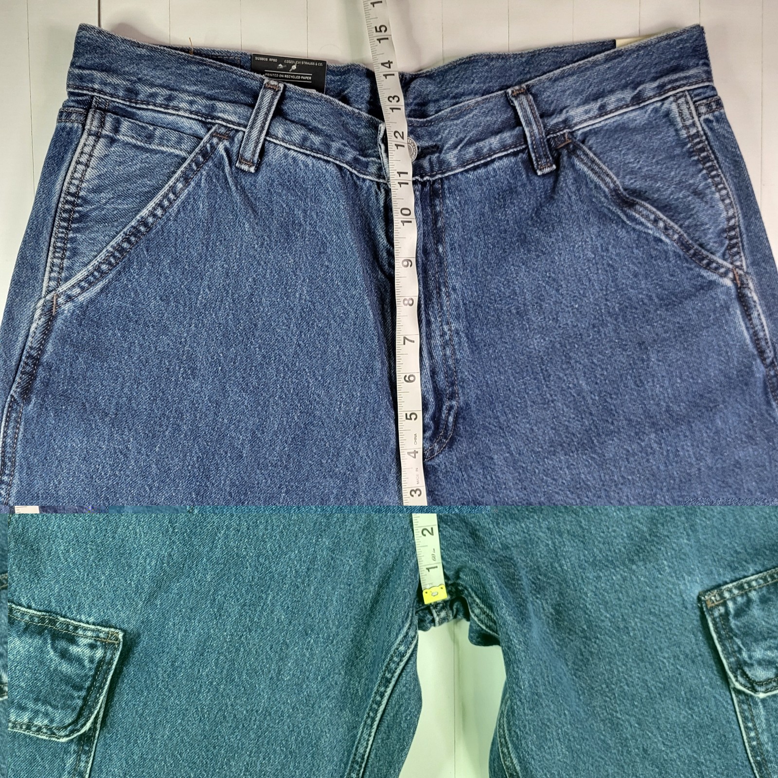 Levis Premium 568 Cargo Jeans 34×32 Men’s Loose Straight Blue New With Tags