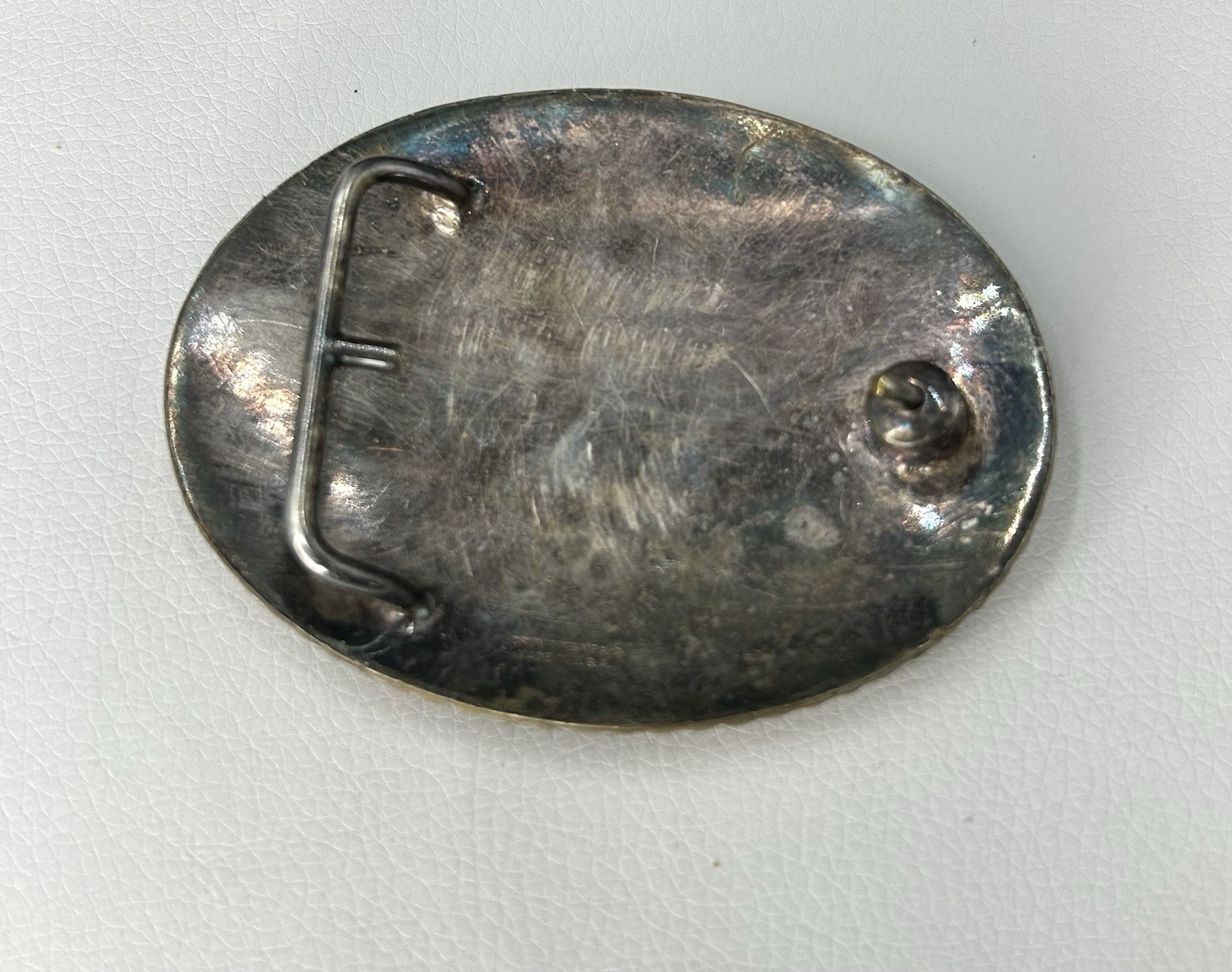 CRUMRINE “T” Initial Letter Monogram Vintage Silver Western Belt Buckle