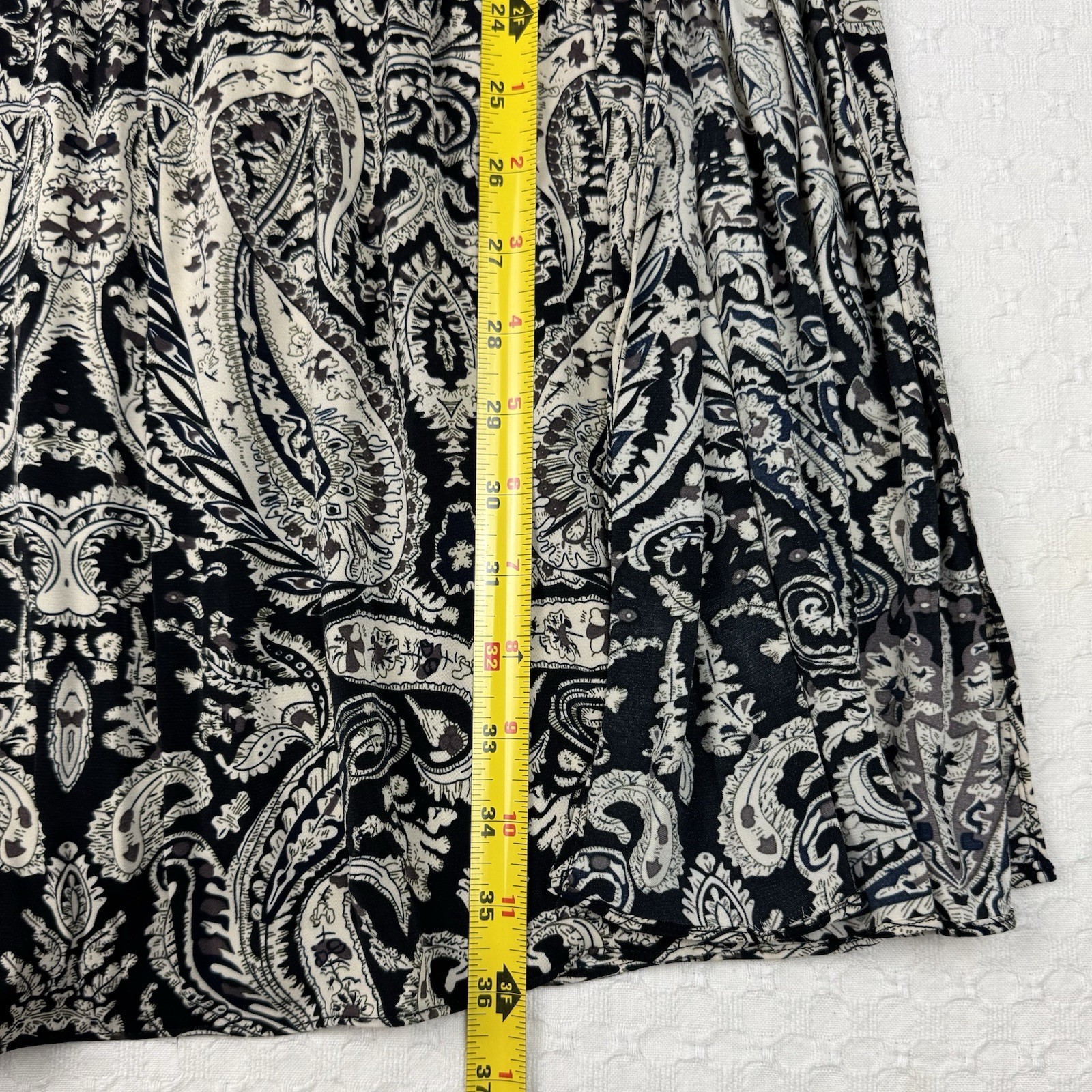 New Hazel Midi High Slit Pleated Skirt Womens Large Paisley Floral Waist Tie