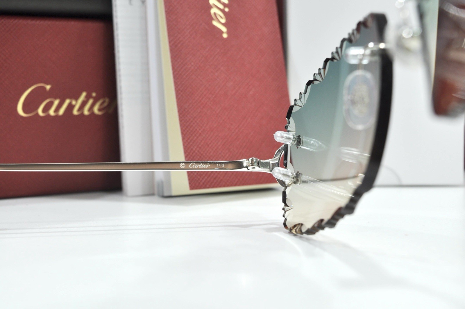 Cartier rimless sunglasses piccadilly glasses Diamond Cut BIG C silver Frame