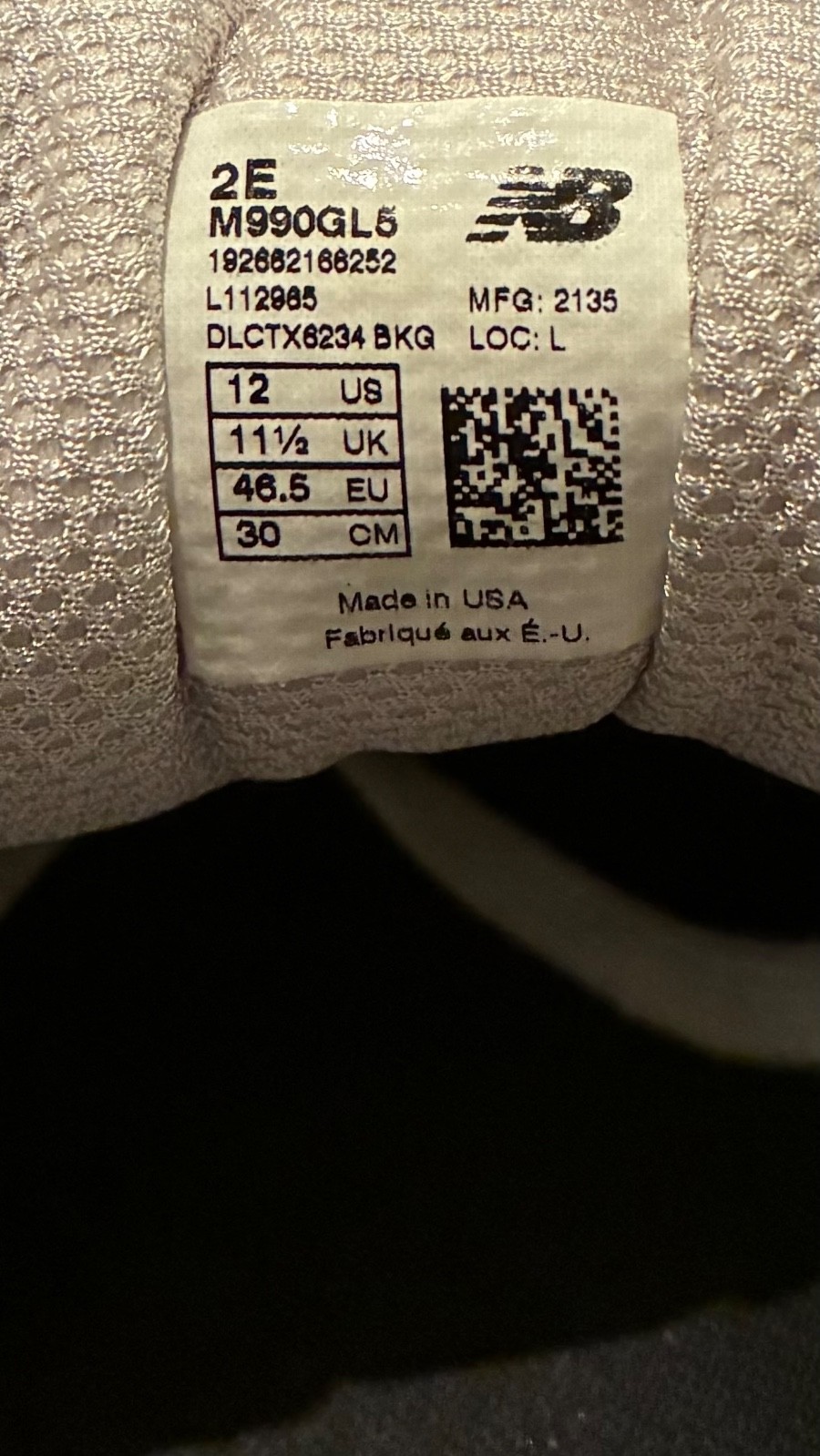 Size 12 2E – New Balance 990v5 Made in USA Low Castlerock Grey Wide