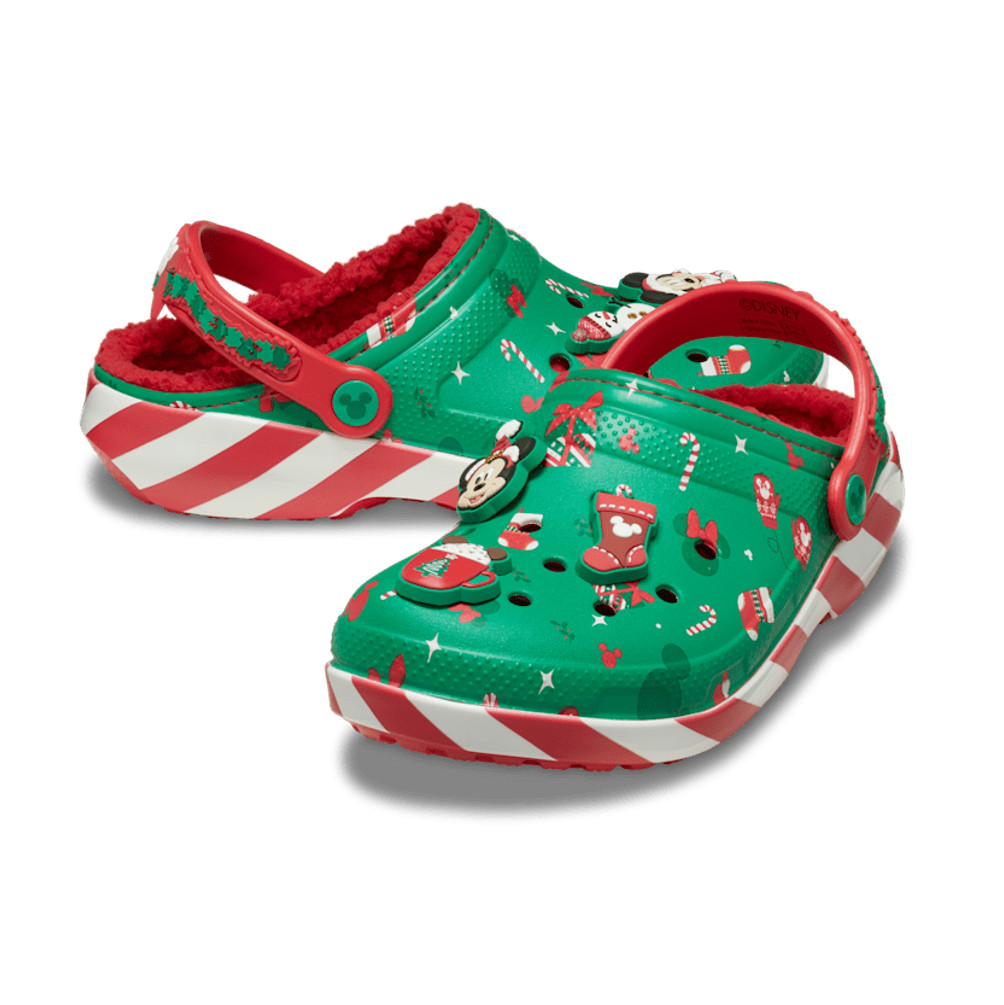 NEW CROCS Mickey Holiday Lined Classic Clog 210813 MULTI RED GREEN