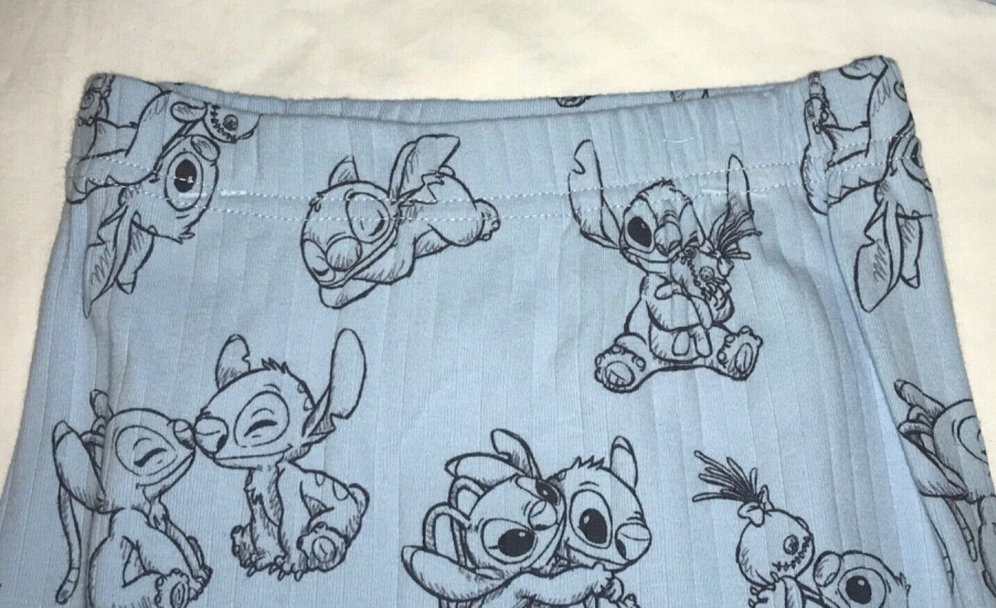 STITCH NEW 24M 2PC BLU RIBBED COT LNG SLV TOP & PANTS SET STITCH & ANGEL DISNEY