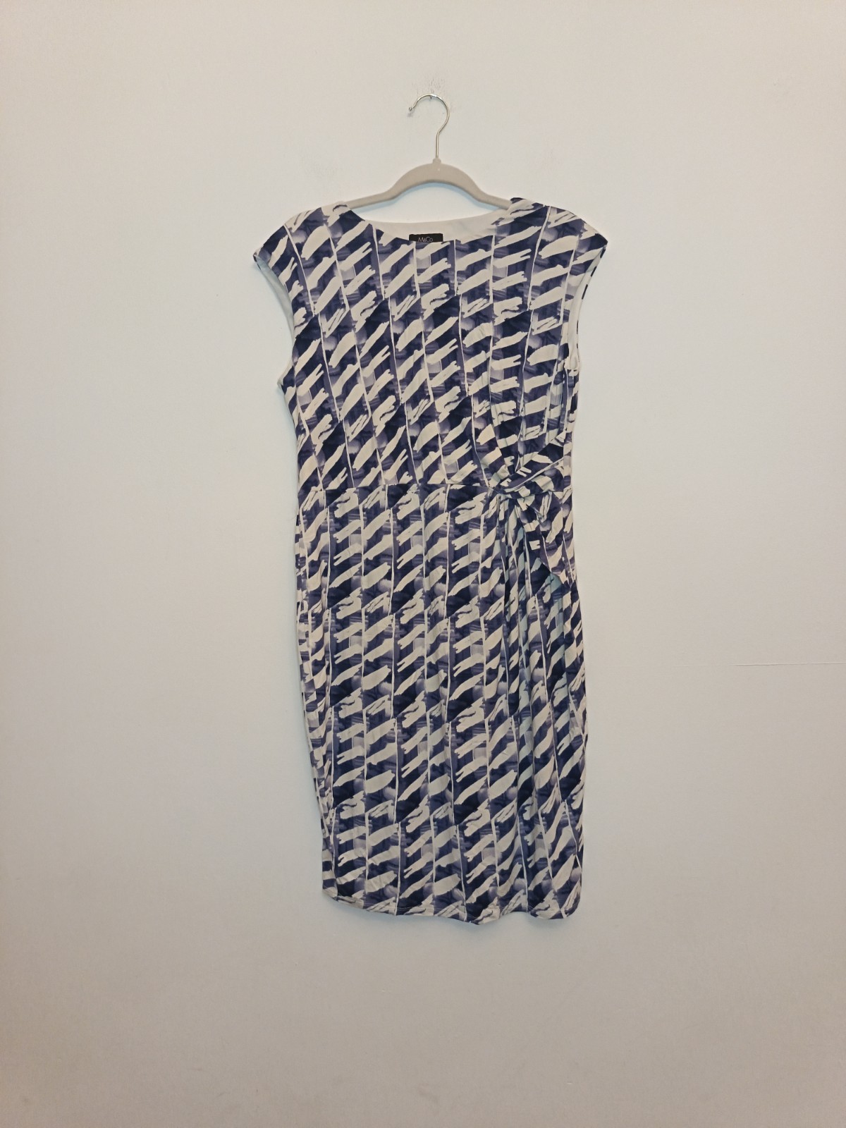 M&Co Blue White Patterned Colourful Knee Length Summer Day Dress Size 14 Party