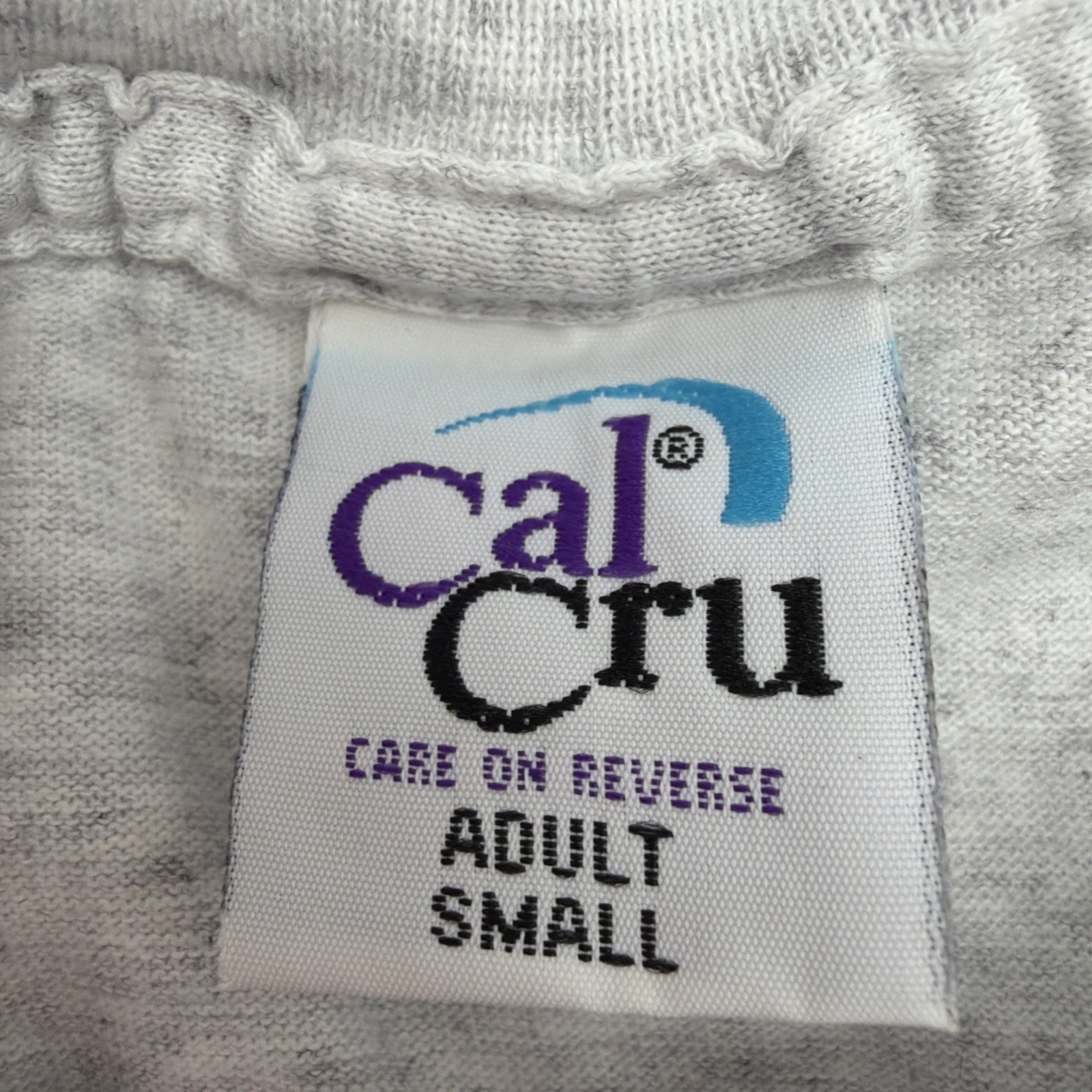VTG Cal Cru T-shirt Men S Gray Solid Single Stitch In USA.#41583