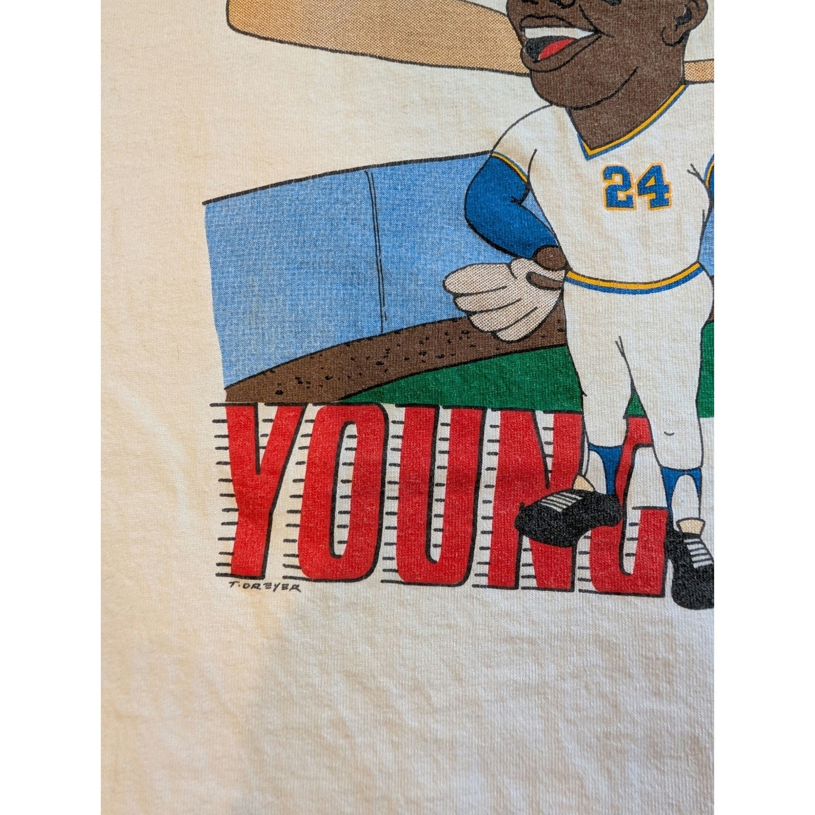 Vintage Ken Griffey Jr. Young Gun Baseball Cartoon 1989 T Shirt M/L