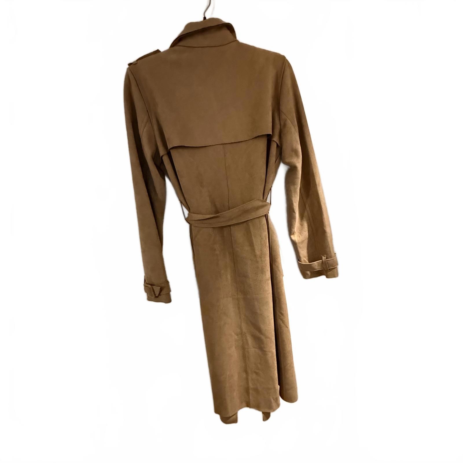 Philosophy Faux Suede Tan Trench Coat with Belt SZ M. Y2K Trendy Career wear